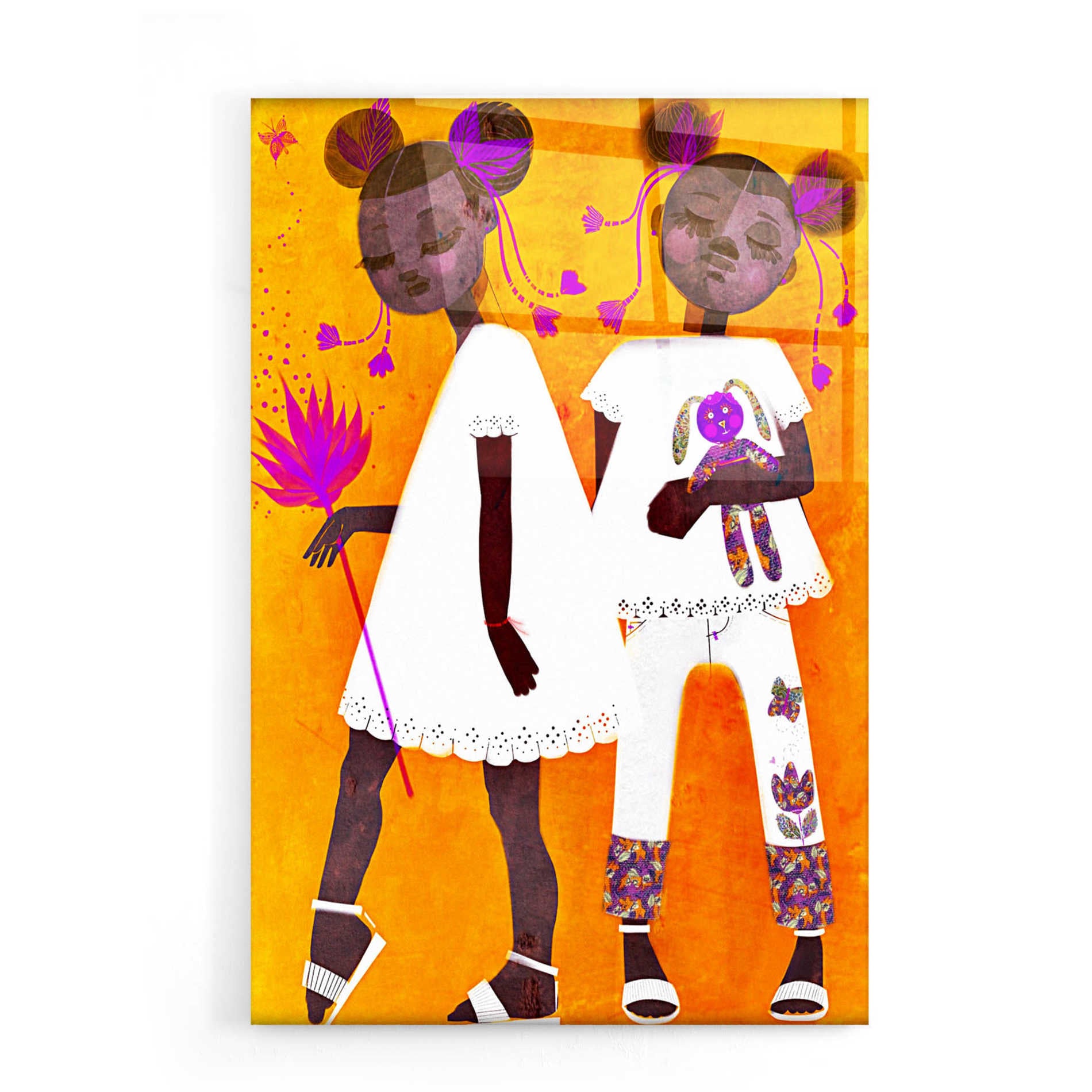 Epic Art 'The Petite Twins' by Erin Robinson, Acrylic Glass Wall Art,16x24