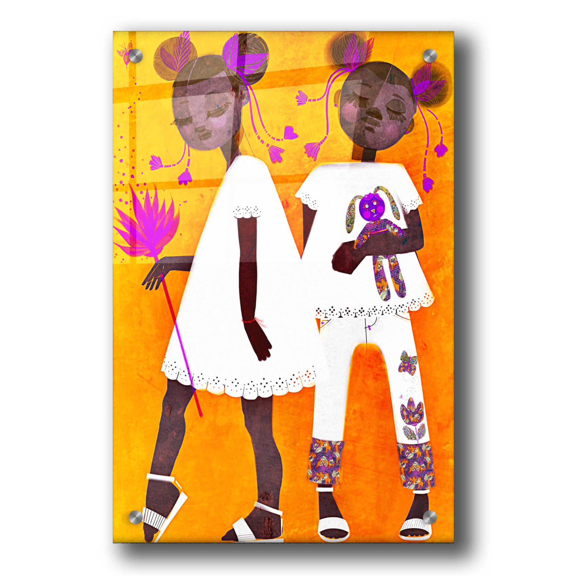 Epic Art 'The Petite Twins' by Erin Robinson, Acrylic Glass Wall Art,24x36