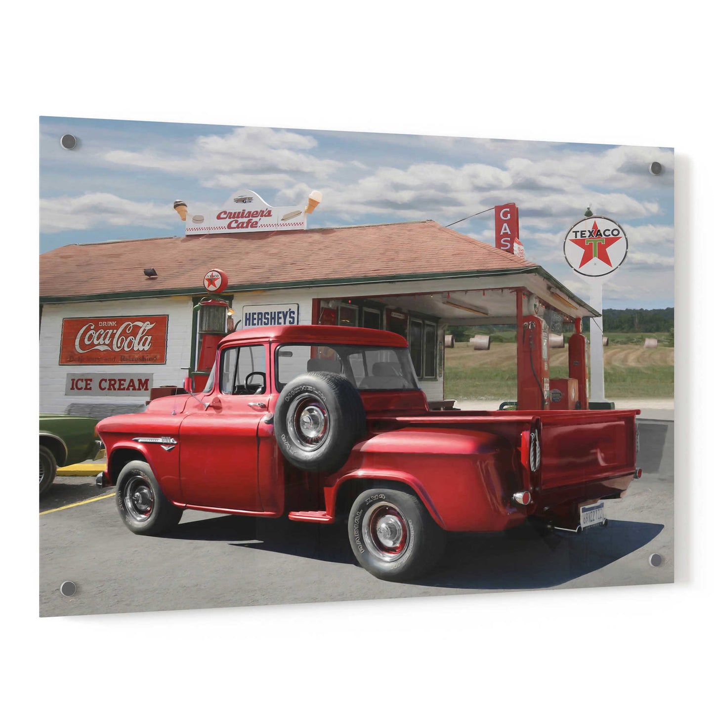Epic Art 'Rest Stop at Cruiser's Cafe' by Lori Deiter, Acrylic Glass Wall Art,36x24