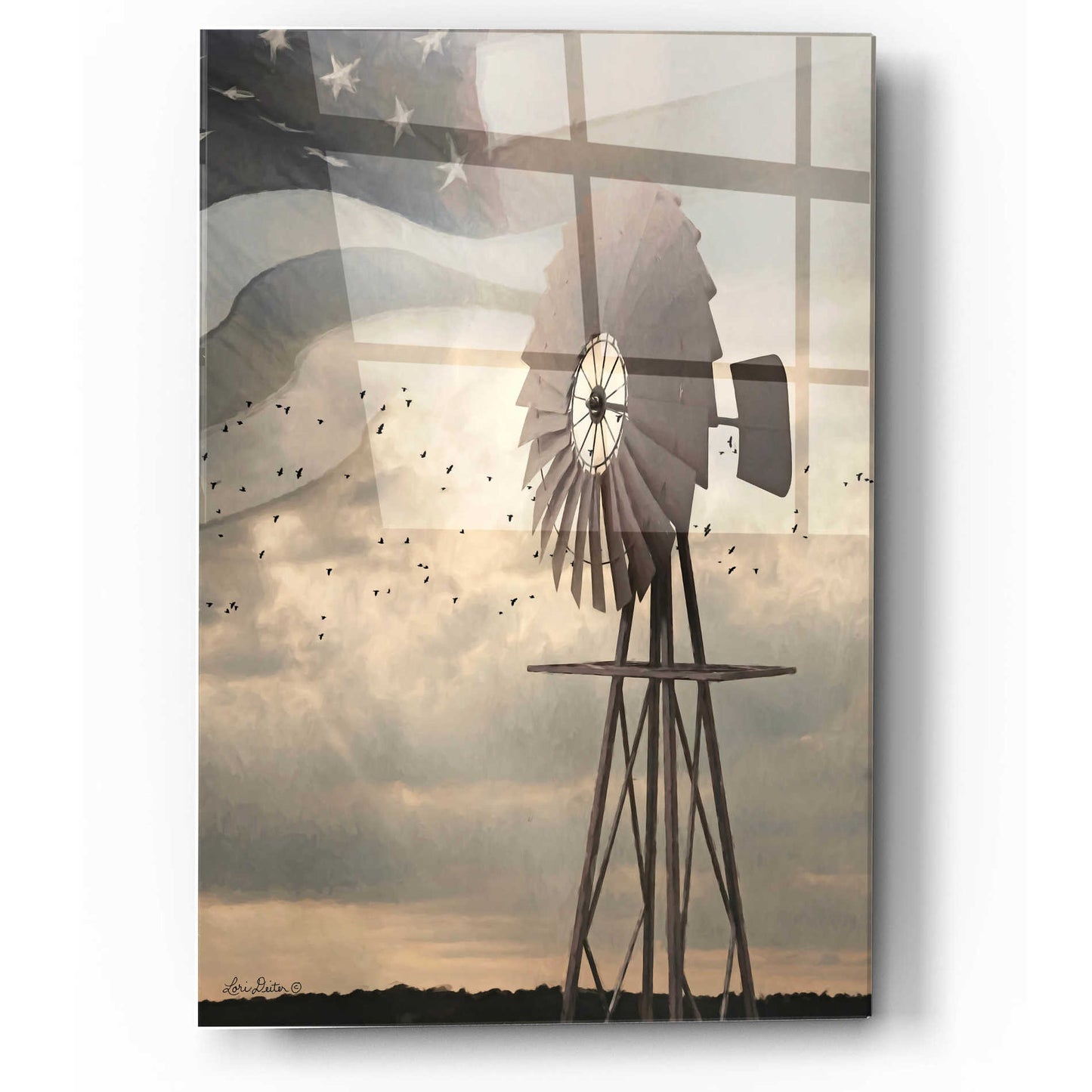 Epic Art 'Land That I Love Windmill I' by Lori Deiter, Acrylic Glass Wall Art,12x16
