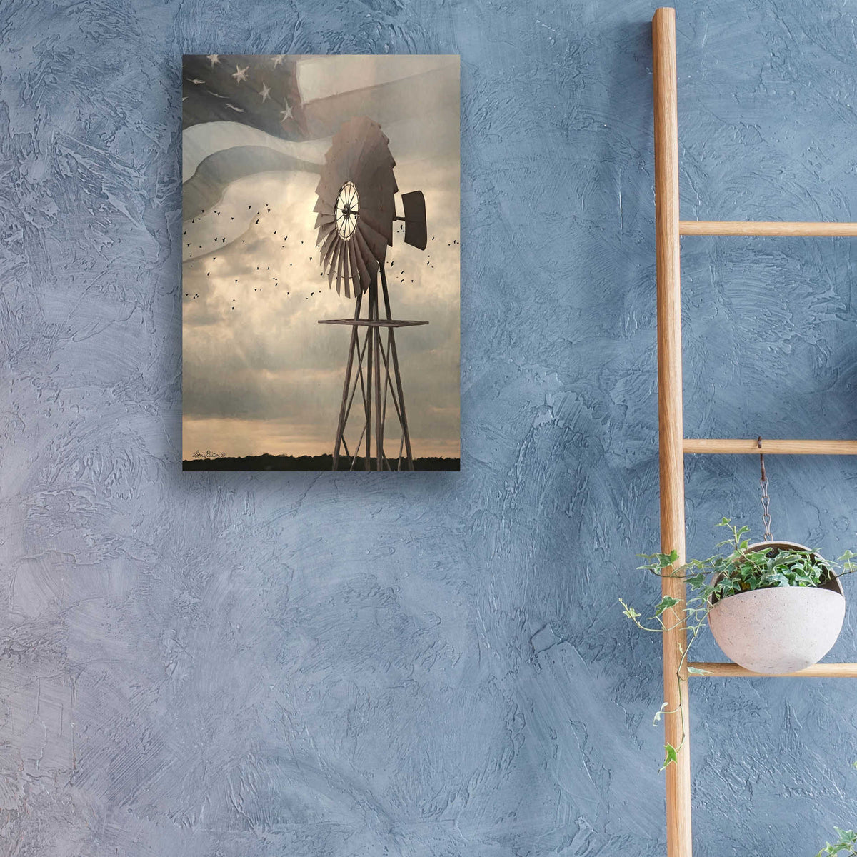 Epic Art 'Land That I Love Windmill I' by Lori Deiter, Acrylic Glass Wall Art,16x24