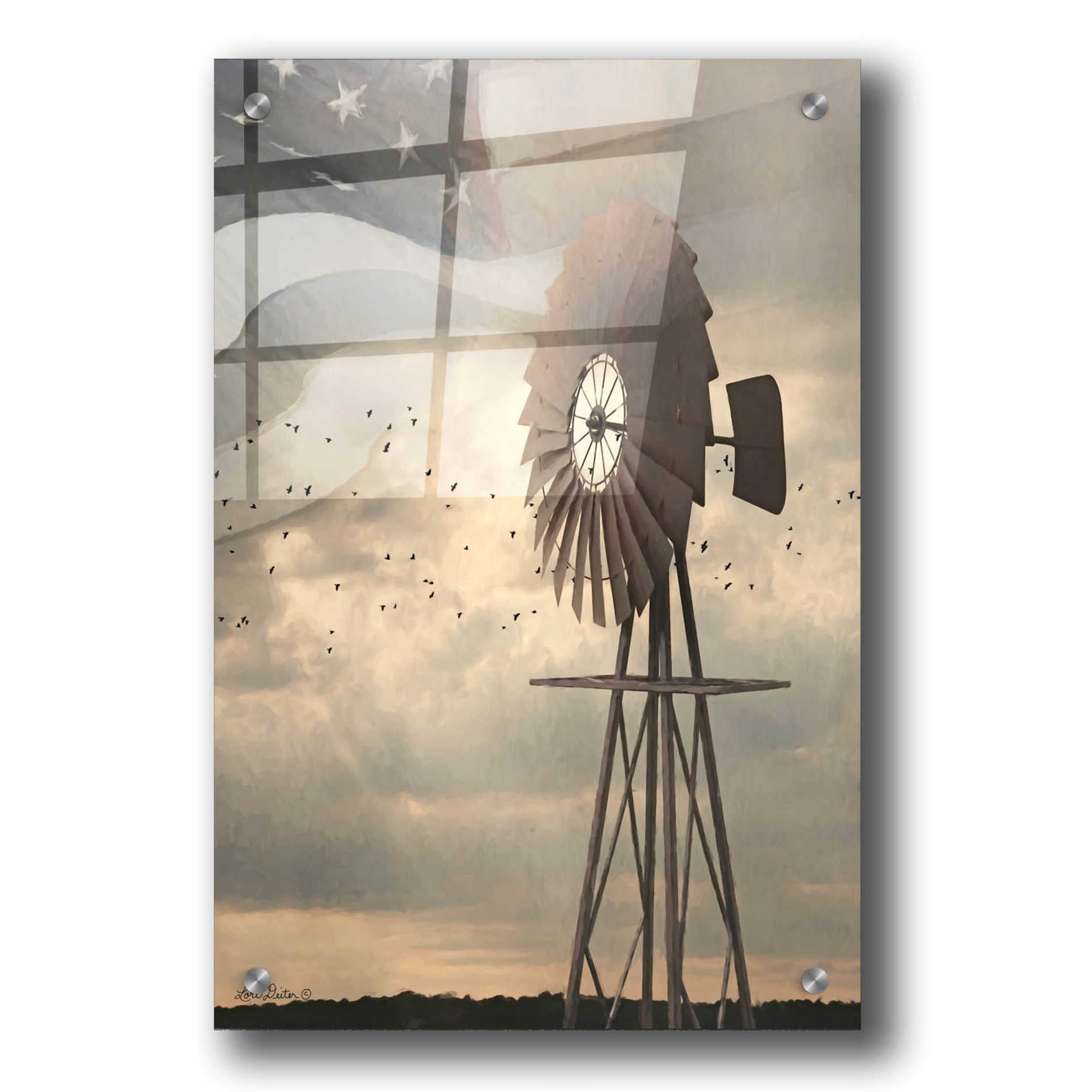 Epic Art 'Land That I Love Windmill I' by Lori Deiter, Acrylic Glass Wall Art,24x36