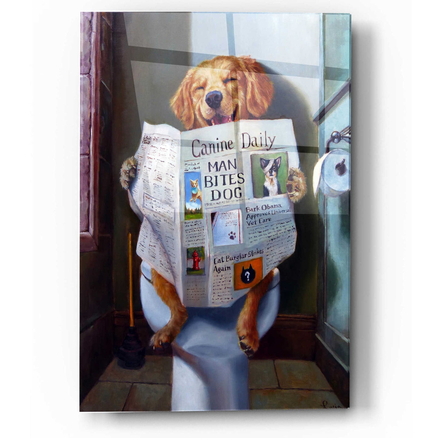 Epic Art 'Dog Gone Funny' by Lucia Heffernan, Acrylic Glass Wall Art,12x16