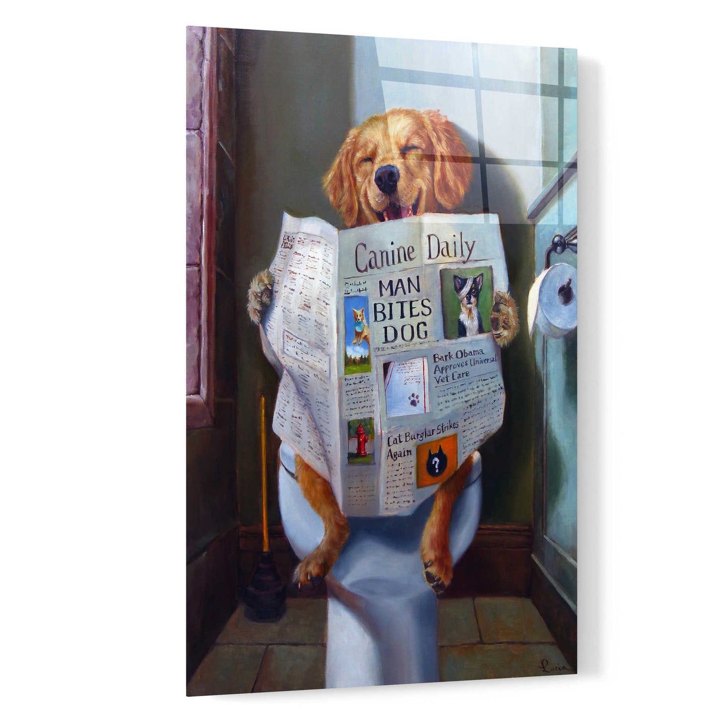 Epic Art 'Dog Gone Funny' by Lucia Heffernan, Acrylic Glass Wall Art,16x24