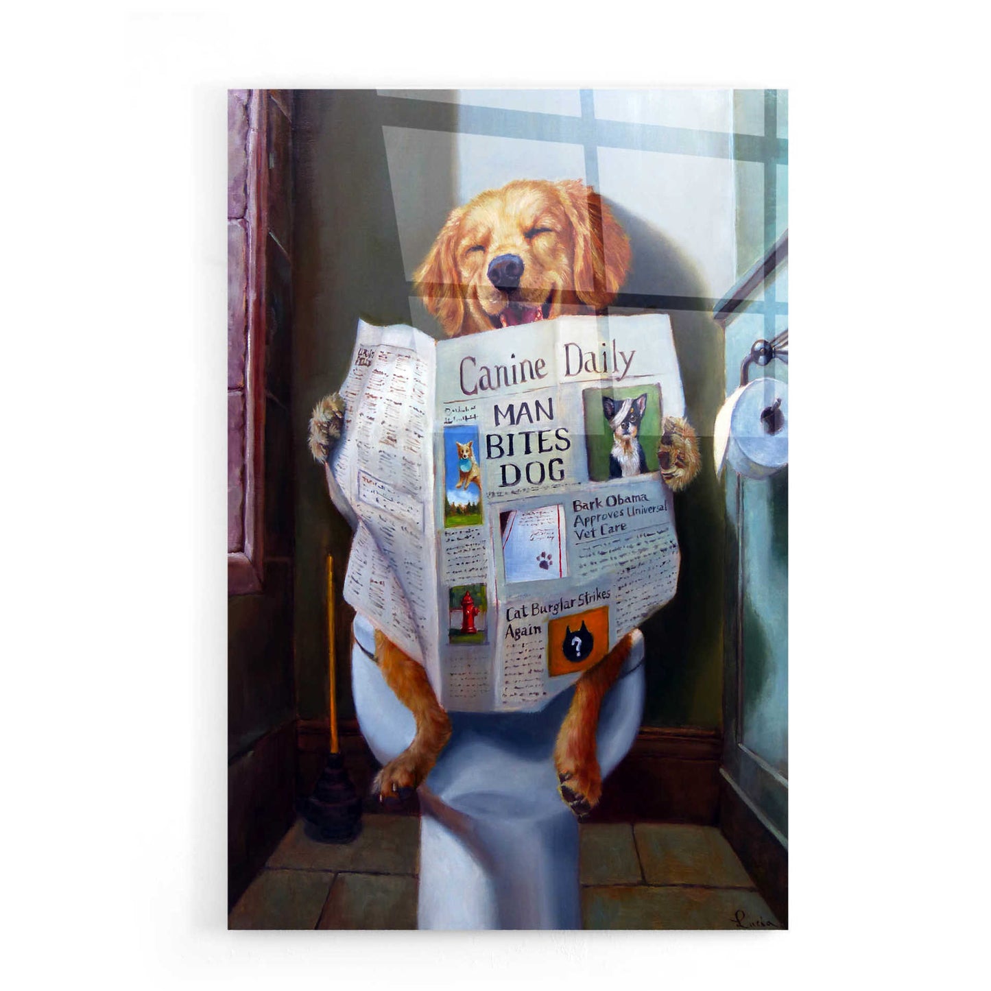 Epic Art 'Dog Gone Funny' by Lucia Heffernan, Acrylic Glass Wall Art,16x24