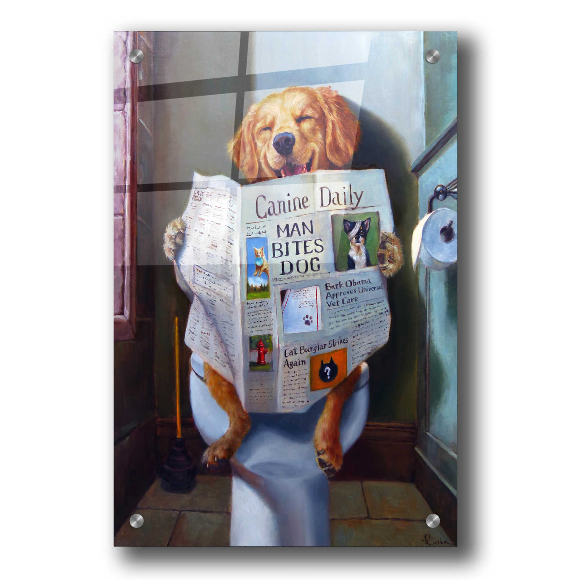Epic Art 'Dog Gone Funny' by Lucia Heffernan, Acrylic Glass Wall Art,24x36