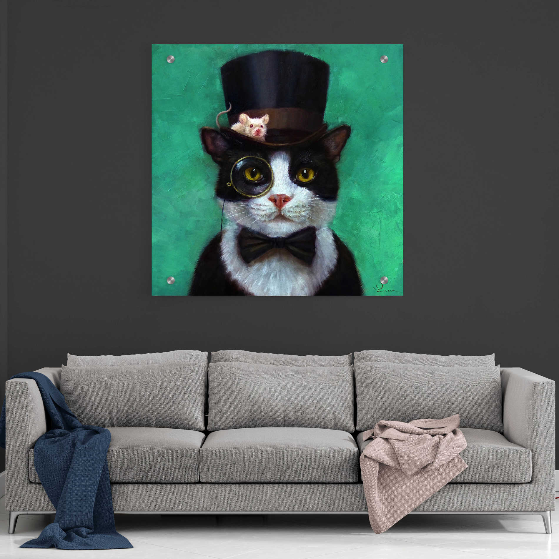 Tuxedo Cat Canvas Art Print by Lucia Heffernan