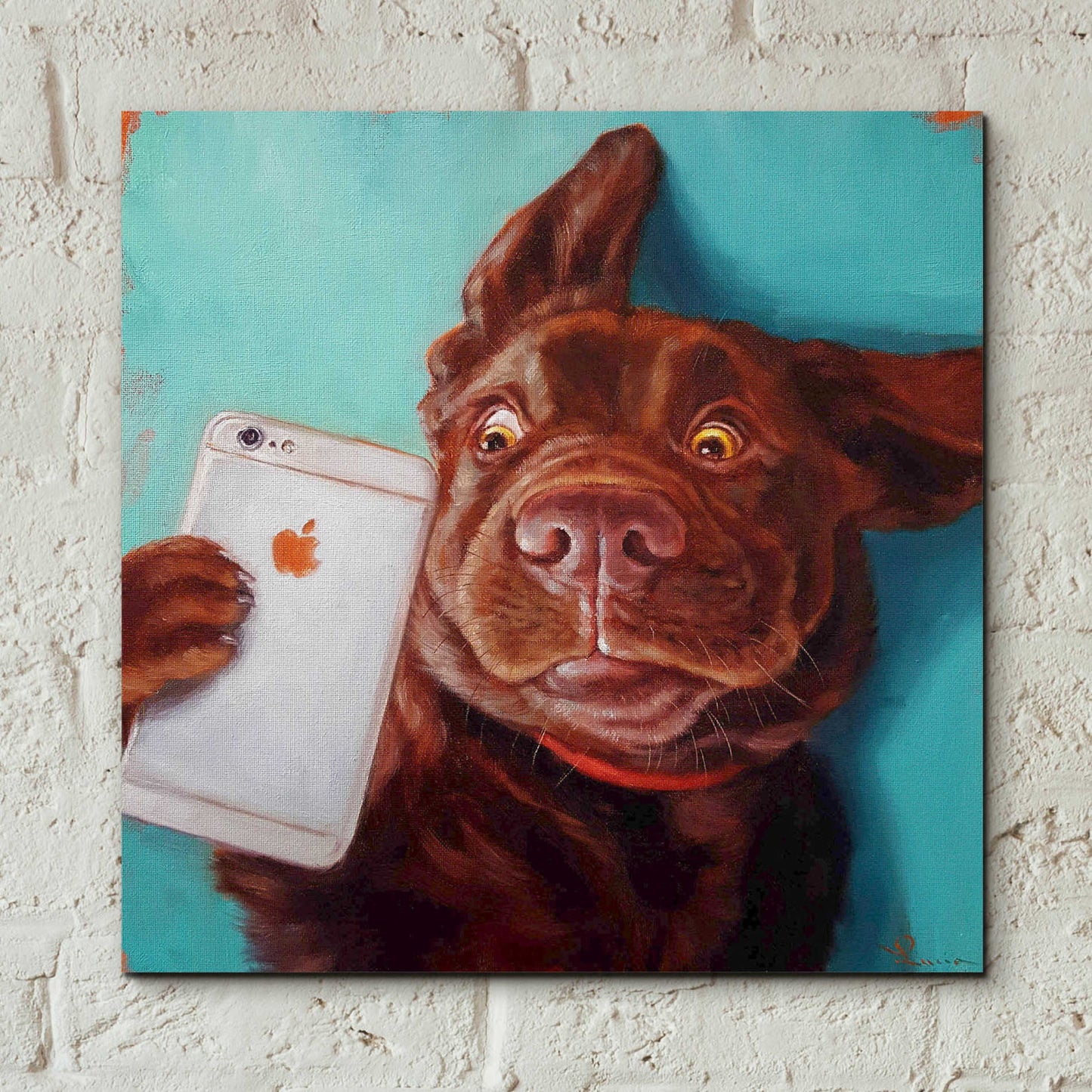 Epic Art 'Dog Selfie' by Lucia Heffernan, Acrylic Glass Wall Art,12x12