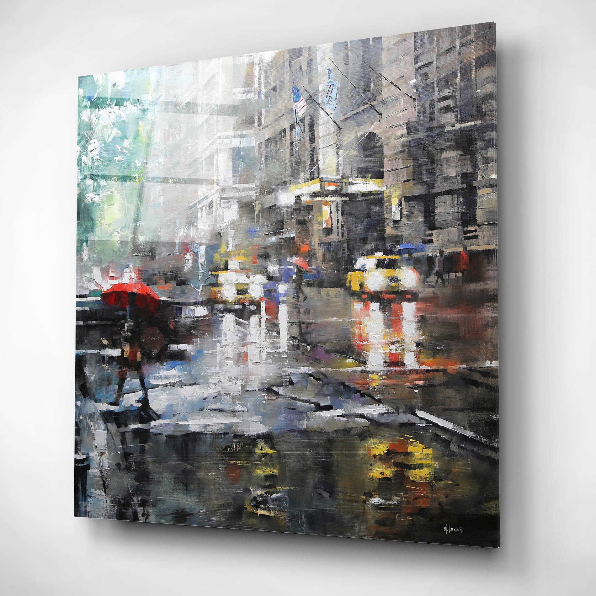 Epic Art 'Manhattan Red Umbrella' by Mark Lague, Acrylic Glass Wall Art,12x12