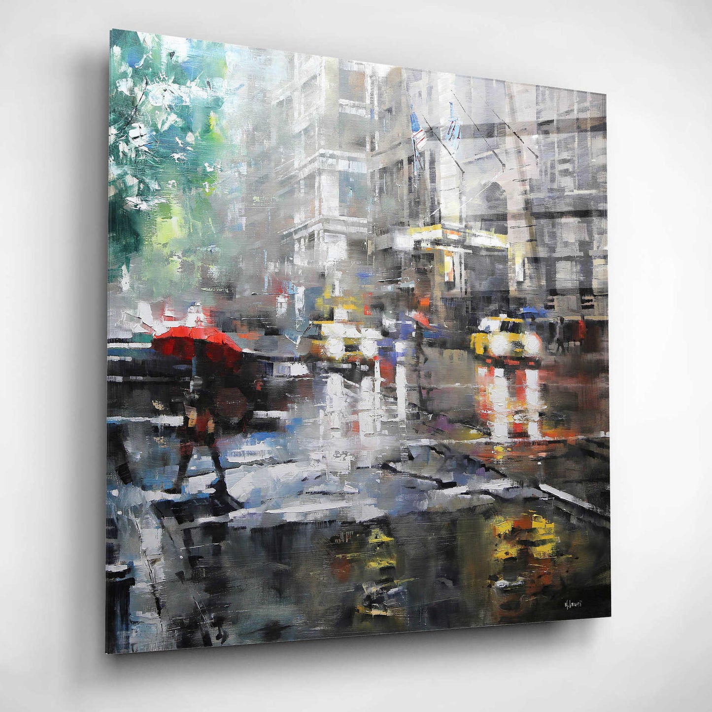 Epic Art 'Manhattan Red Umbrella' by Mark Lague, Acrylic Glass Wall Art,12x12