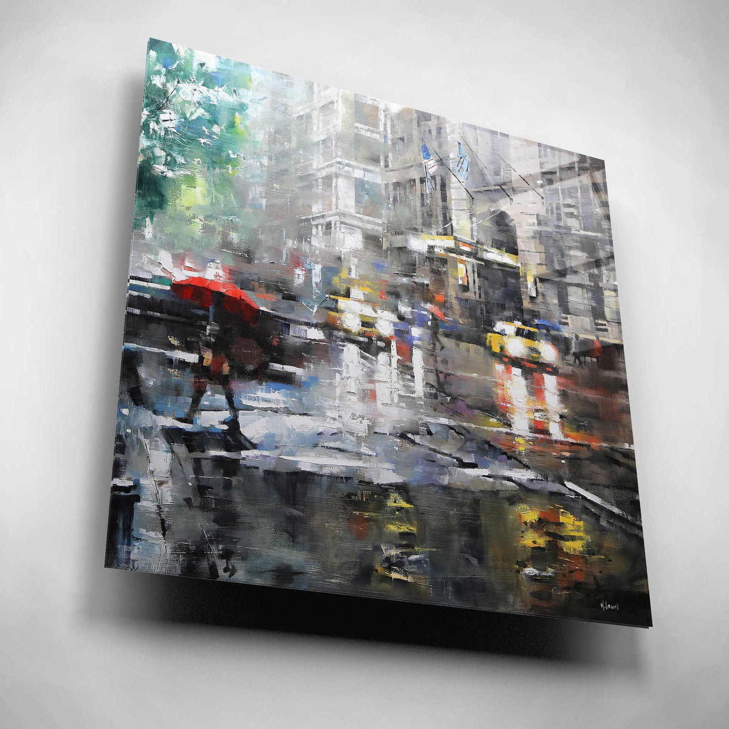 Epic Art 'Manhattan Red Umbrella' by Mark Lague, Acrylic Glass Wall Art,12x12