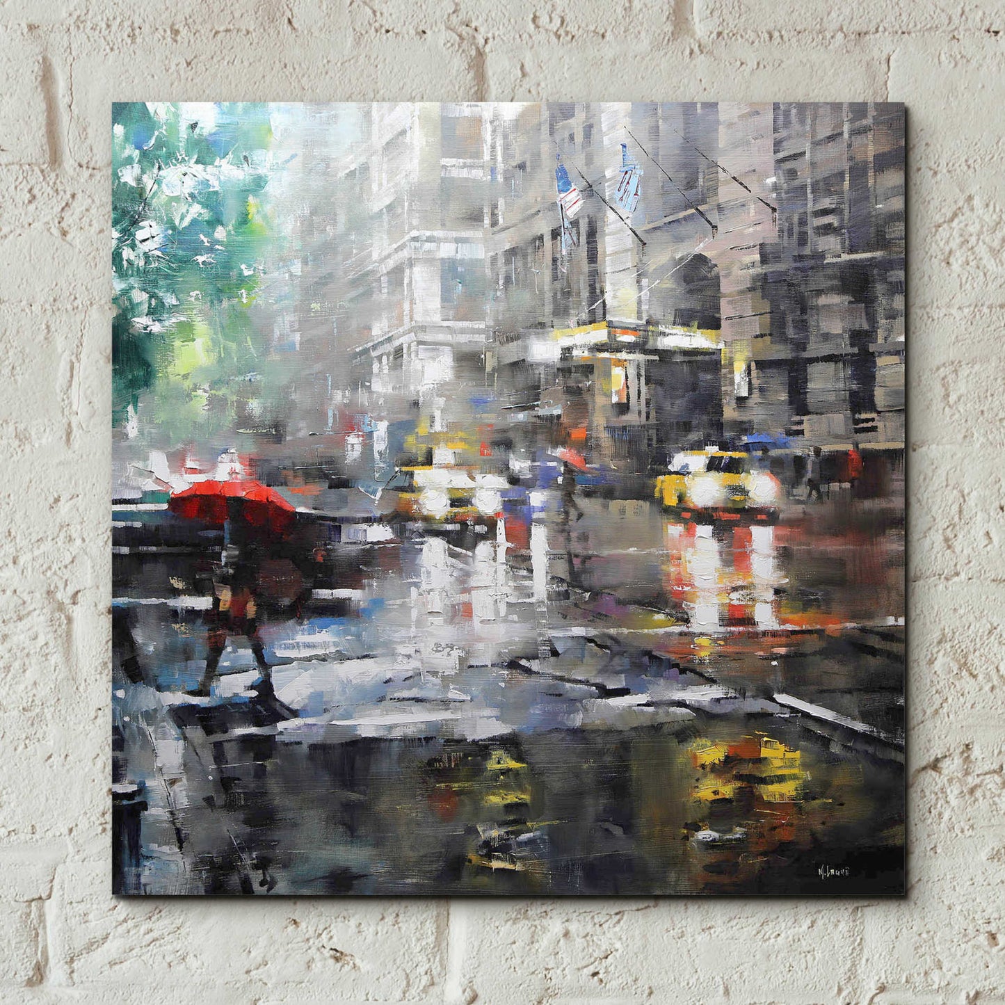 Epic Art 'Manhattan Red Umbrella' by Mark Lague, Acrylic Glass Wall Art,12x12