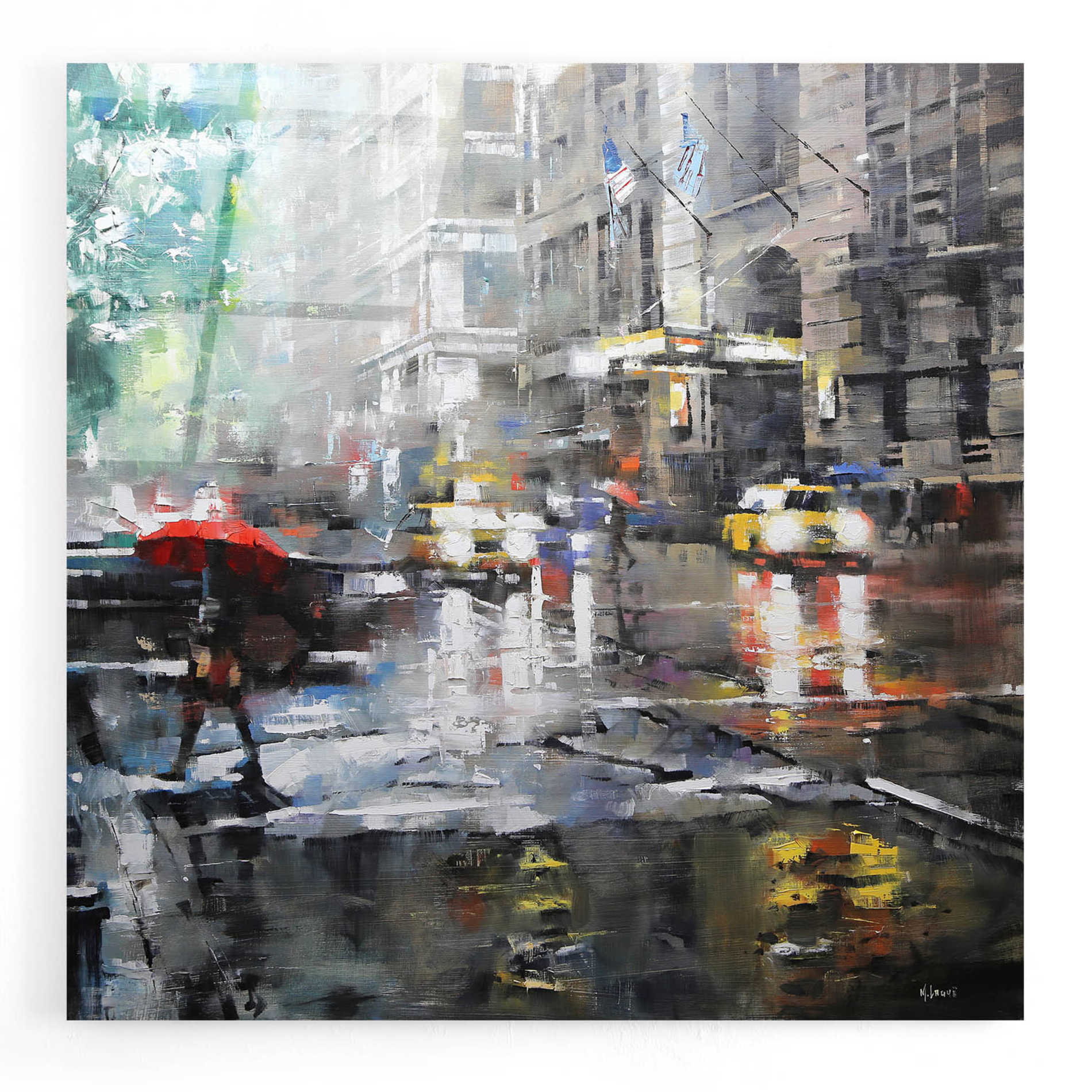 Epic Art 'Manhattan Red Umbrella' by Mark Lague, Acrylic Glass Wall Art,12x12