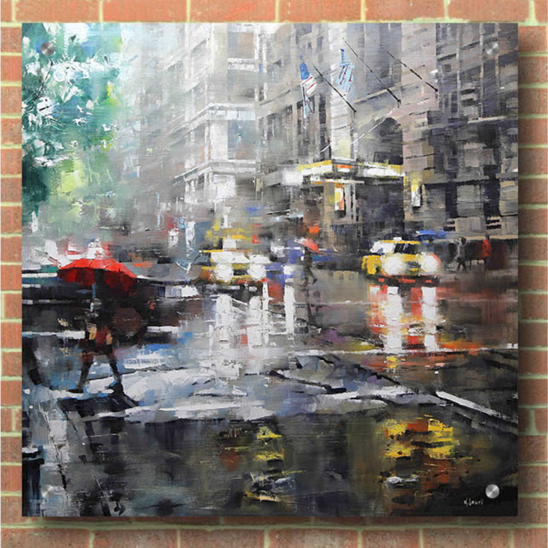 Epic Art 'Manhattan Red Umbrella' by Mark Lague, Acrylic Glass Wall Art,36x36