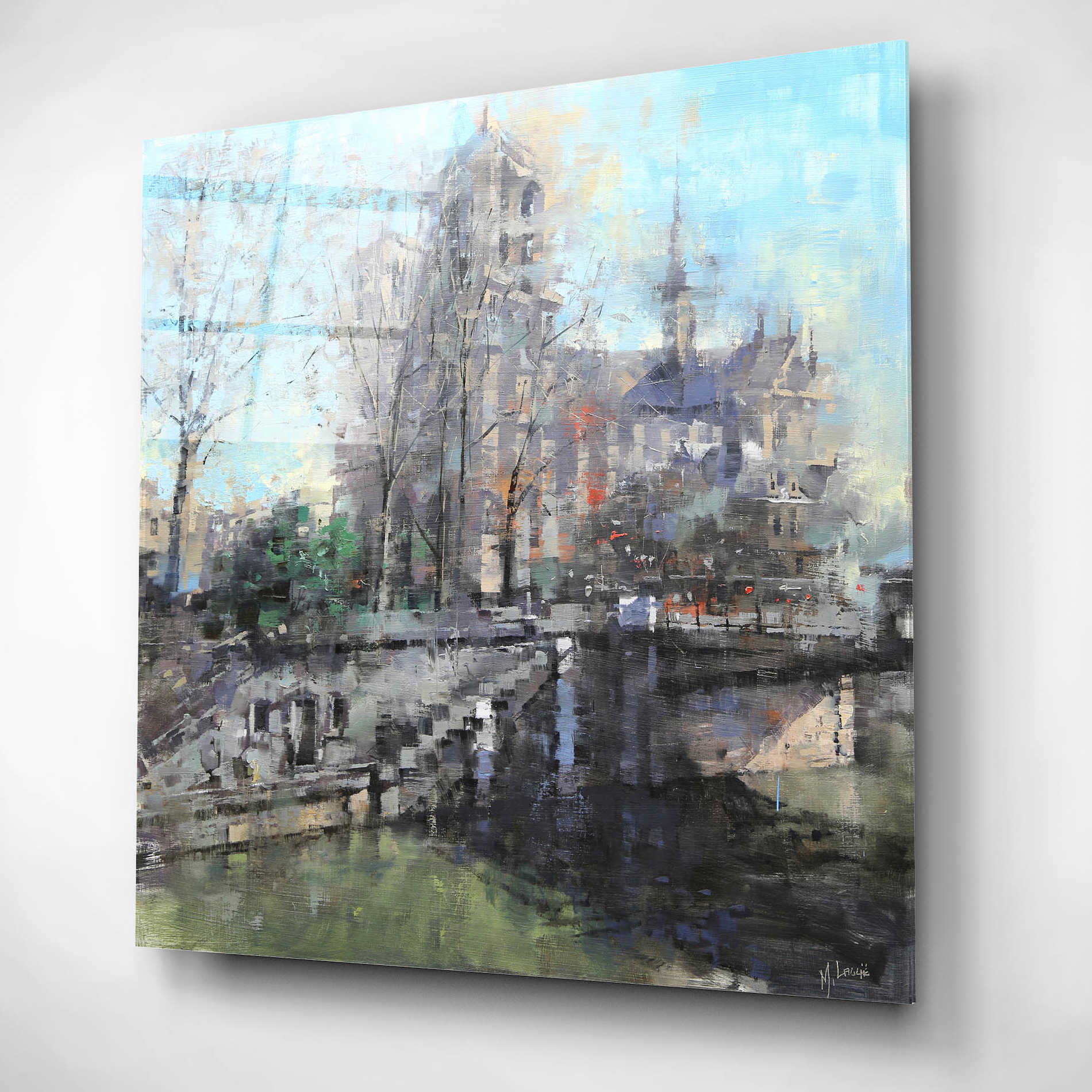 Epic Art 'Notre Dame on the Seine' by Mark Lague, Acrylic Glass Wall Art,12x12