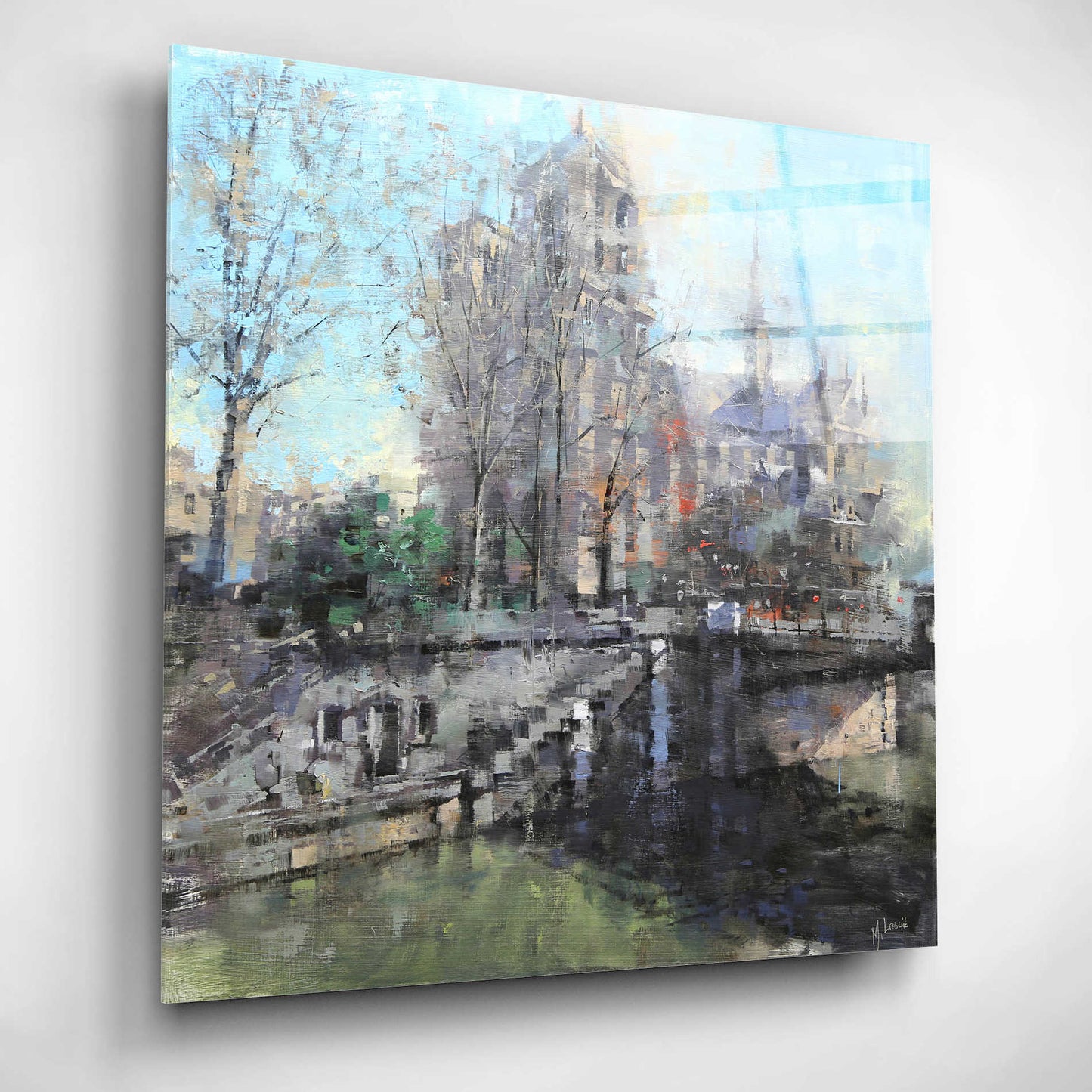 Epic Art 'Notre Dame on the Seine' by Mark Lague, Acrylic Glass Wall Art,12x12