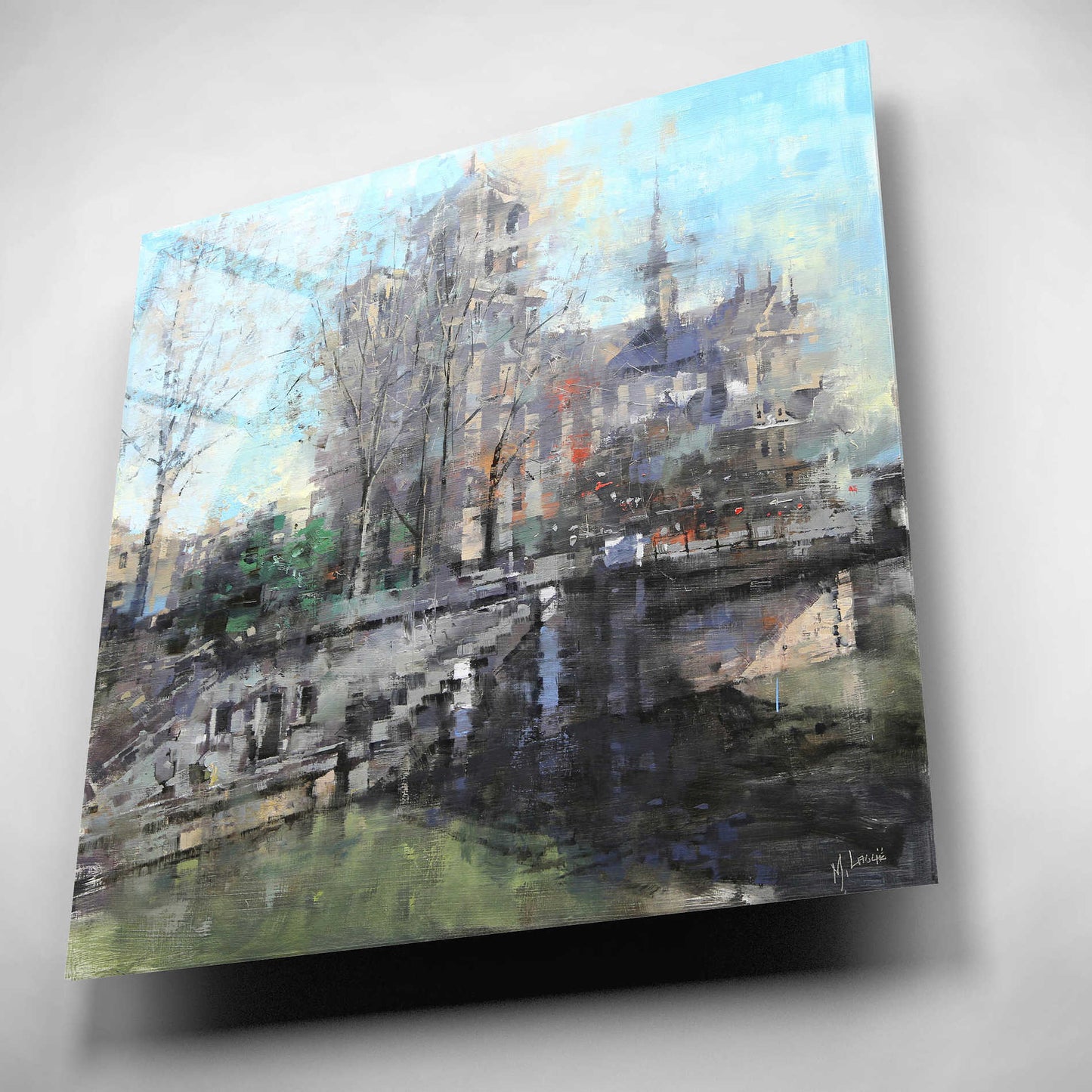 Epic Art 'Notre Dame on the Seine' by Mark Lague, Acrylic Glass Wall Art,12x12