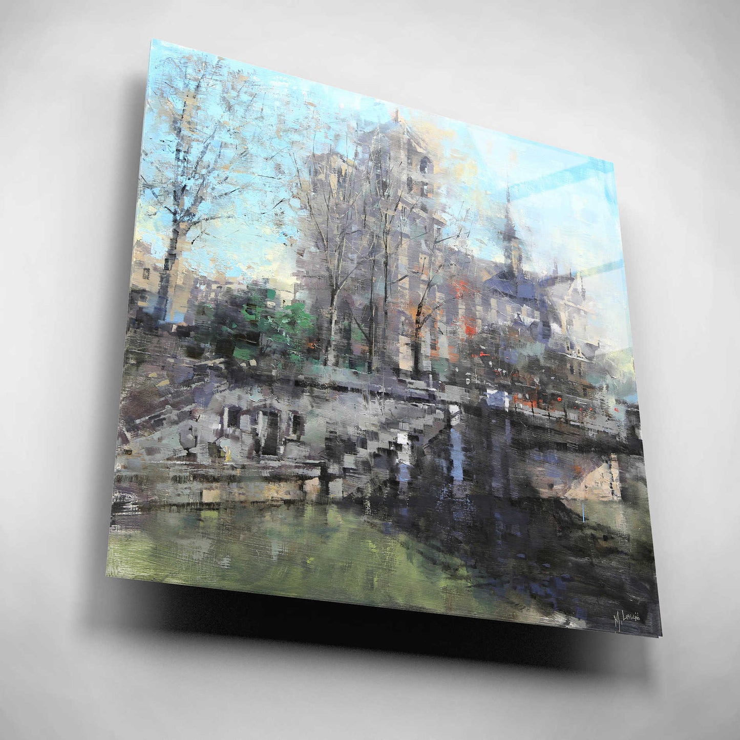 Epic Art 'Notre Dame on the Seine' by Mark Lague, Acrylic Glass Wall Art,12x12