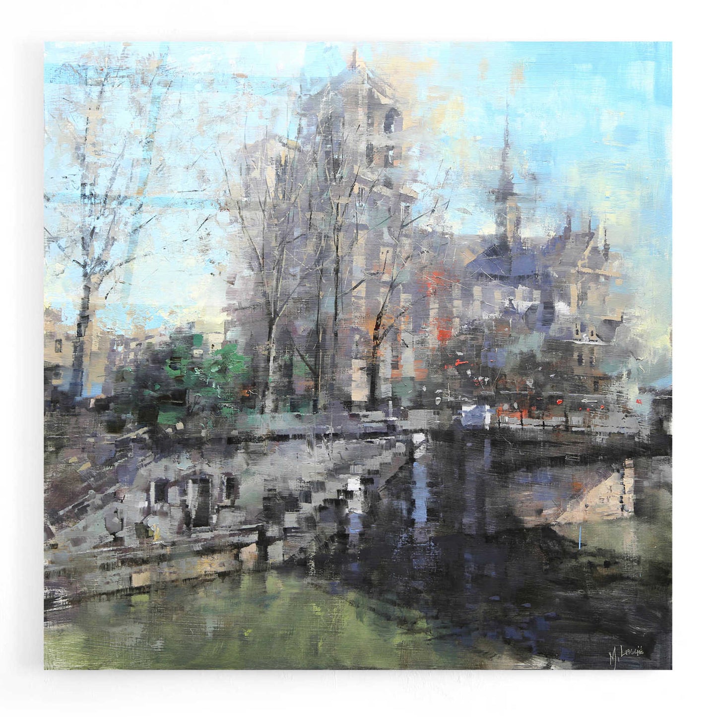 Epic Art 'Notre Dame on the Seine' by Mark Lague, Acrylic Glass Wall Art,12x12