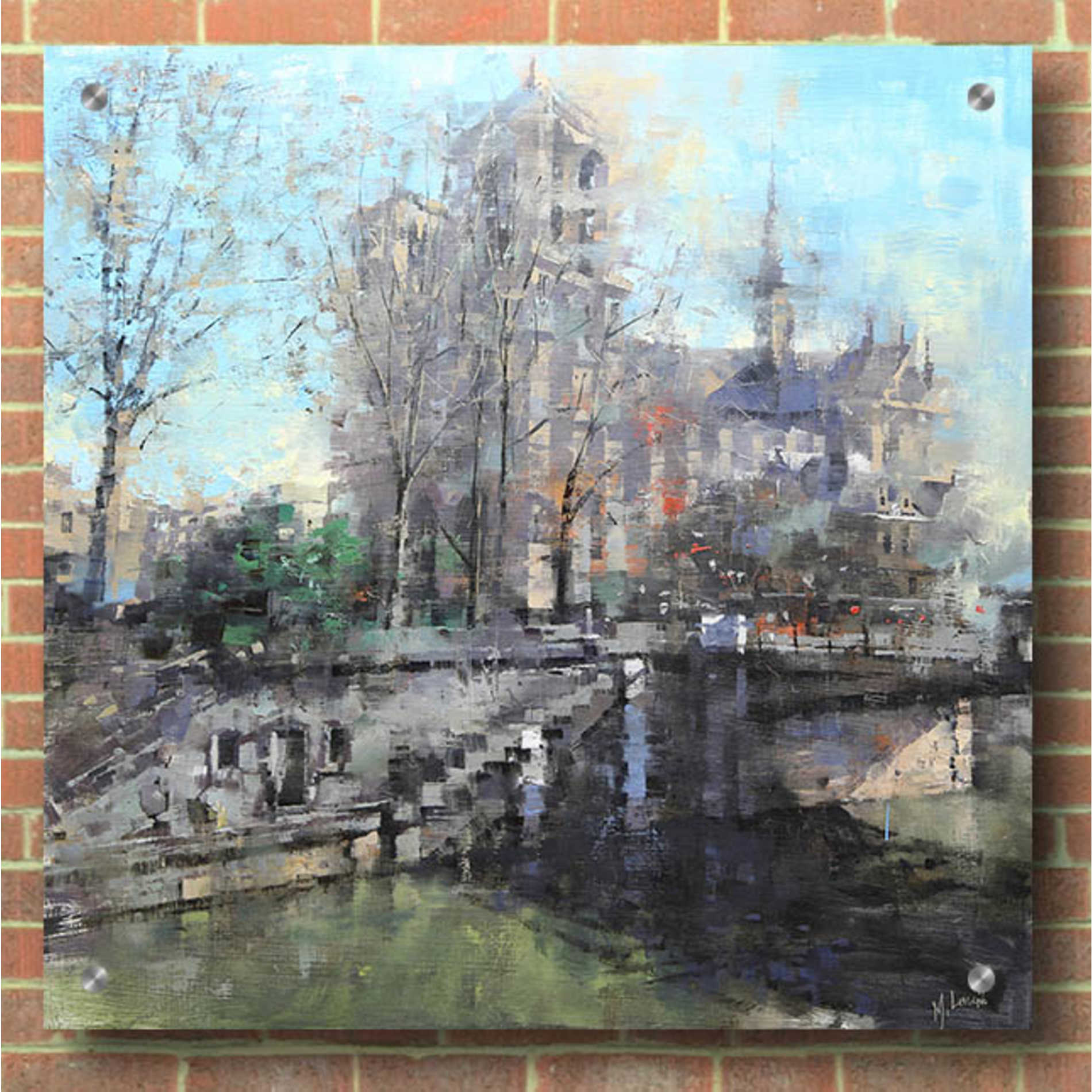 Epic Art 'Notre Dame on the Seine' by Mark Lague, Acrylic Glass Wall Art,36x36