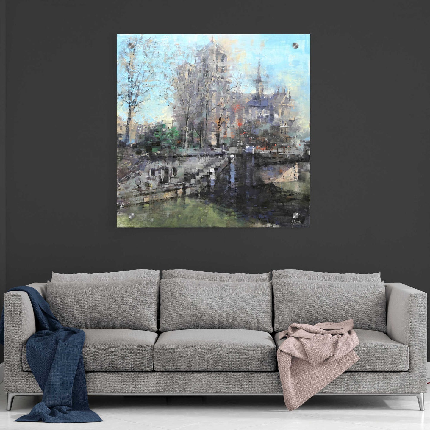 Epic Art 'Notre Dame on the Seine' by Mark Lague, Acrylic Glass Wall Art,36x36