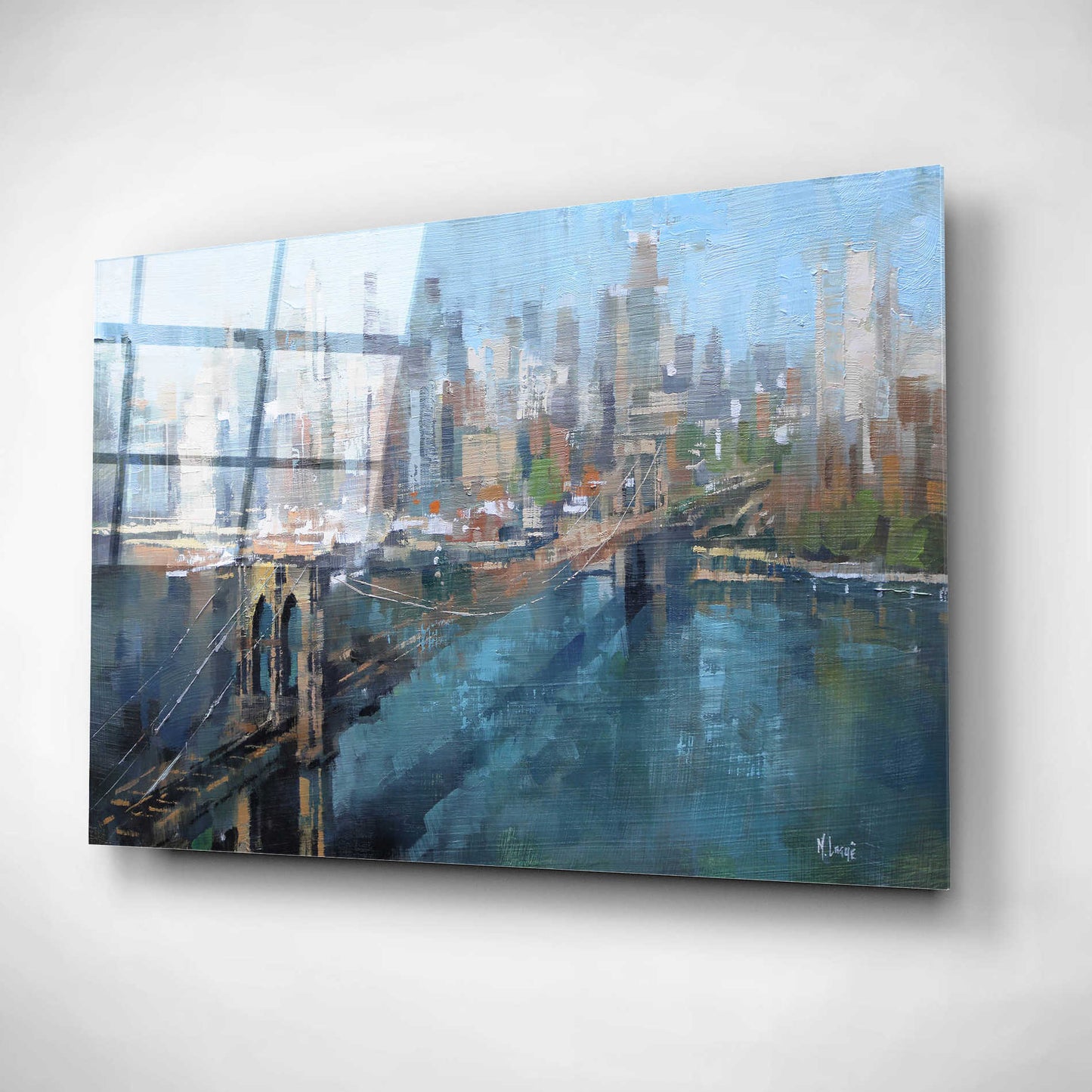 Epic Art 'Brooklyn Bridge' by Mark Lague, Acrylic Glass Wall Art,16x12