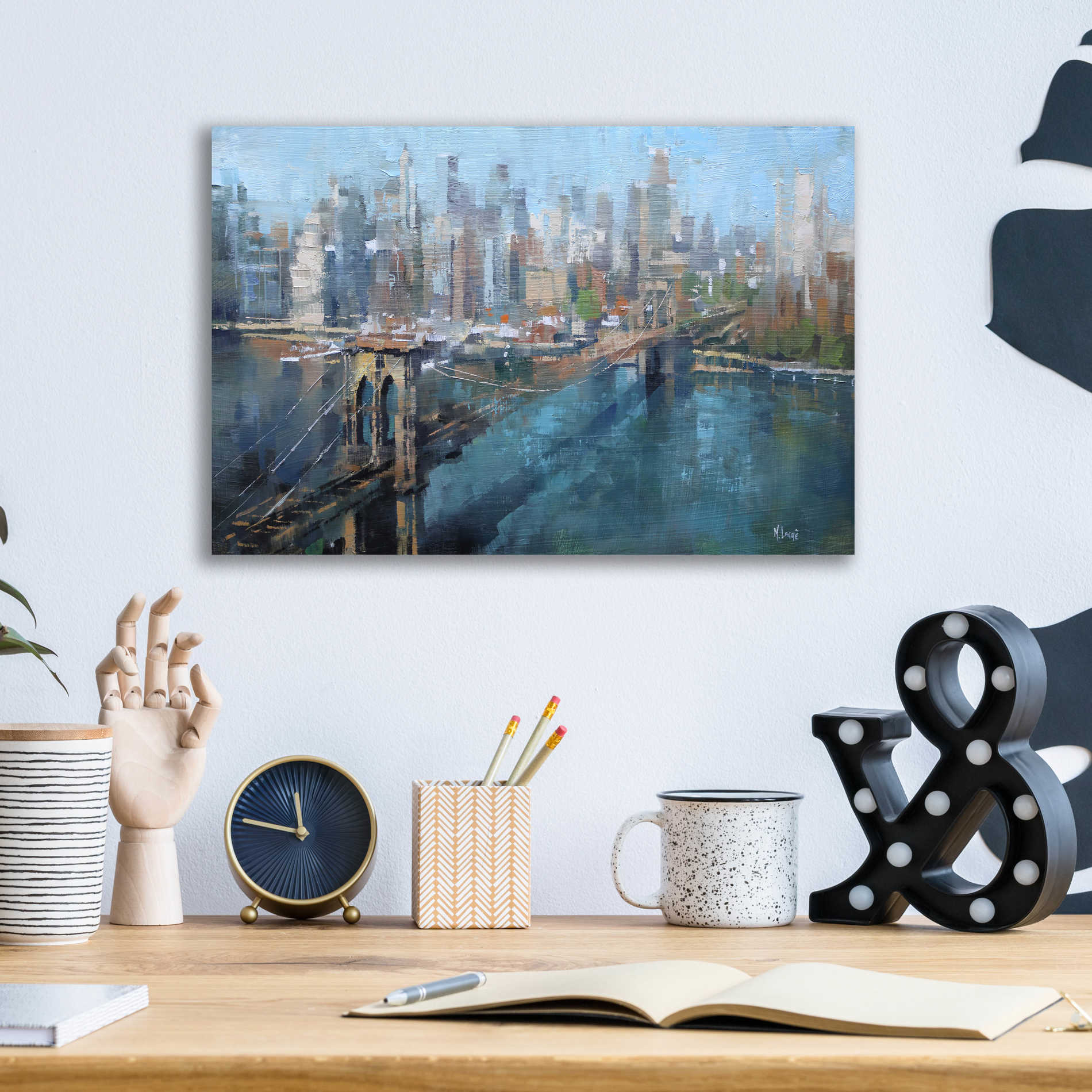 Epic Art 'Brooklyn Bridge' by Mark Lague, Acrylic Glass Wall Art,16x12