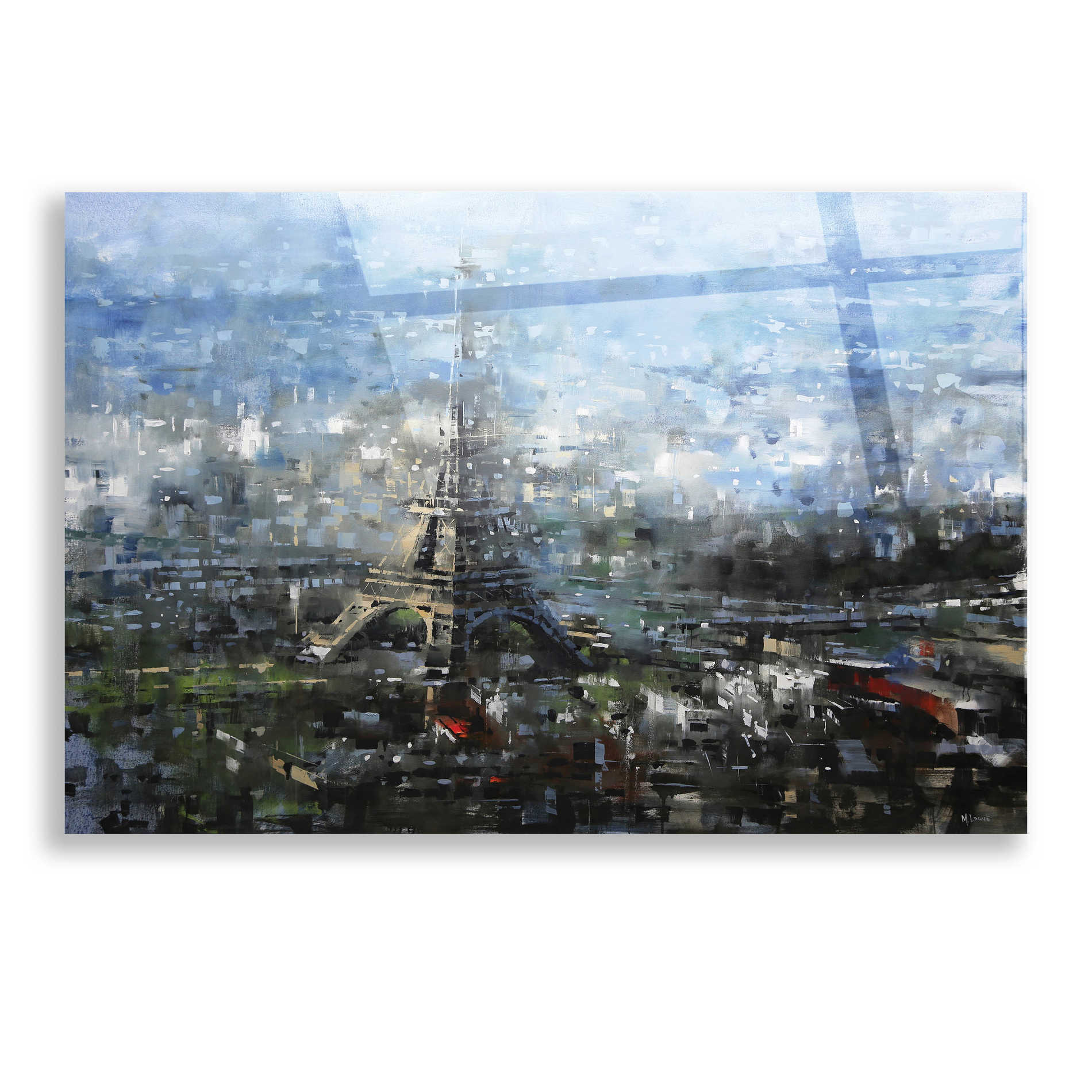 Epic Art 'Blue Paris' by Mark Lague, Acrylic Glass Wall Art,16x12