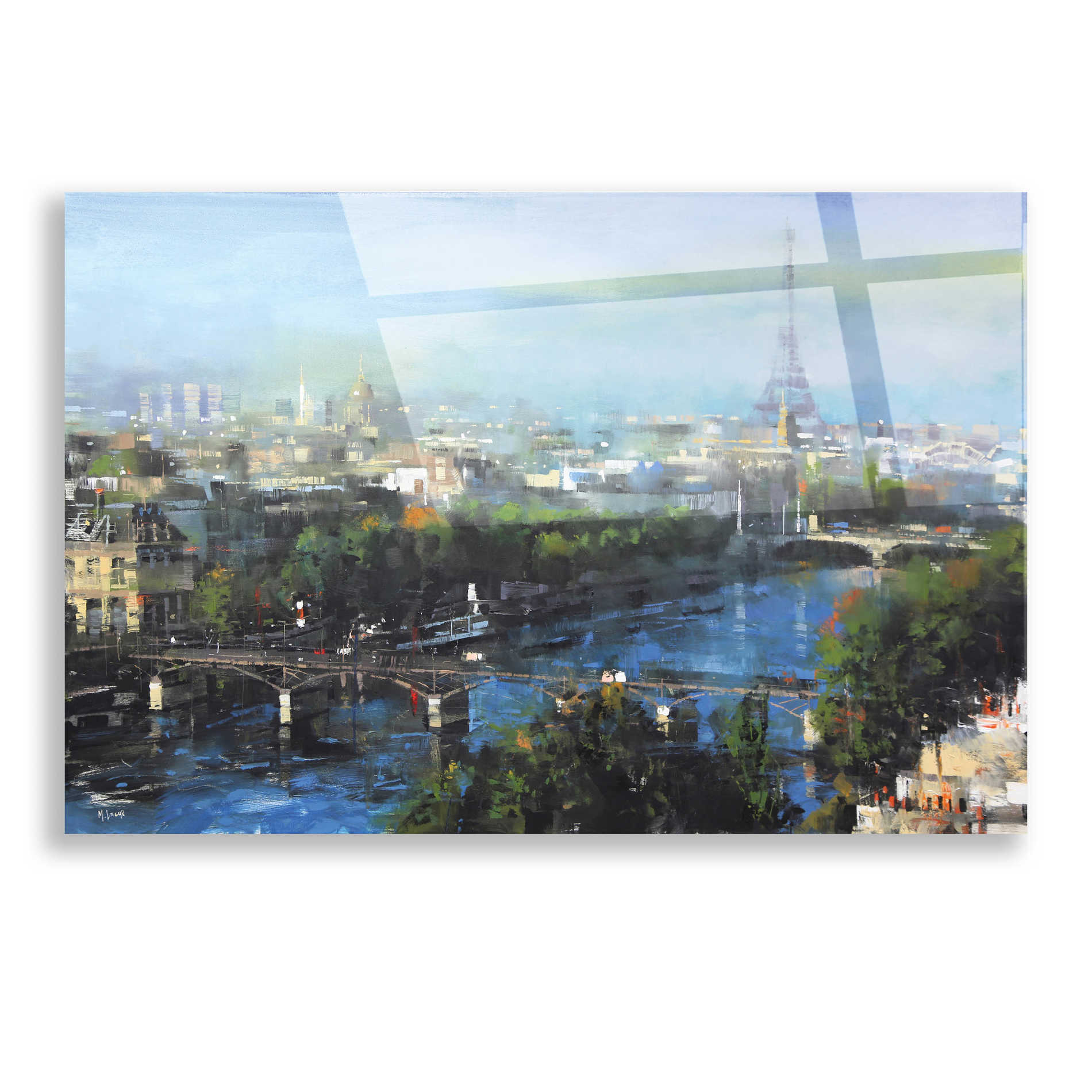 Epic Art 'Paris Pedestrian Bridge' by Mark Lague, Acrylic Glass Wall Art,16x12