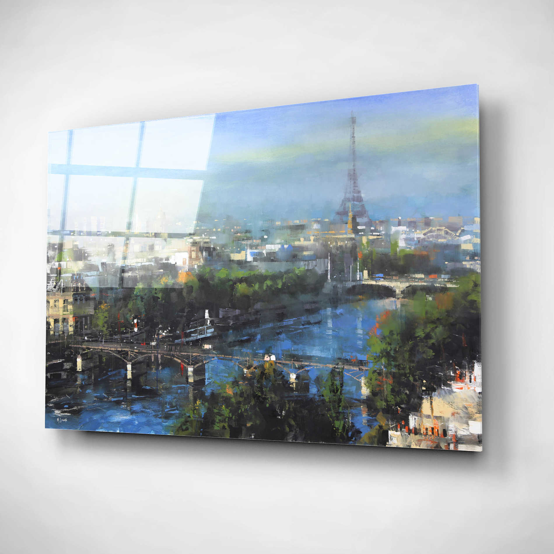 Epic Art 'Paris Pedestrian Bridge' by Mark Lague, Acrylic Glass Wall Art,24x16