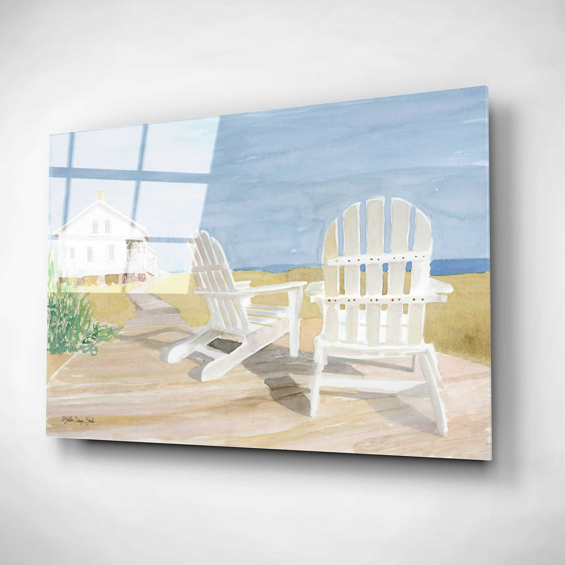 Epic Art 'Beach Chairs 1' by Stellar Design Studio, Acrylic Glass Wall Art,16x12