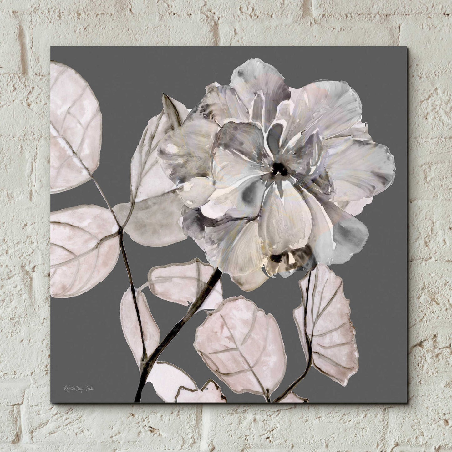 Epic Art 'Floral in Gray 1' by Stellar Design Studio, Acrylic Glass Wall Art,12x12