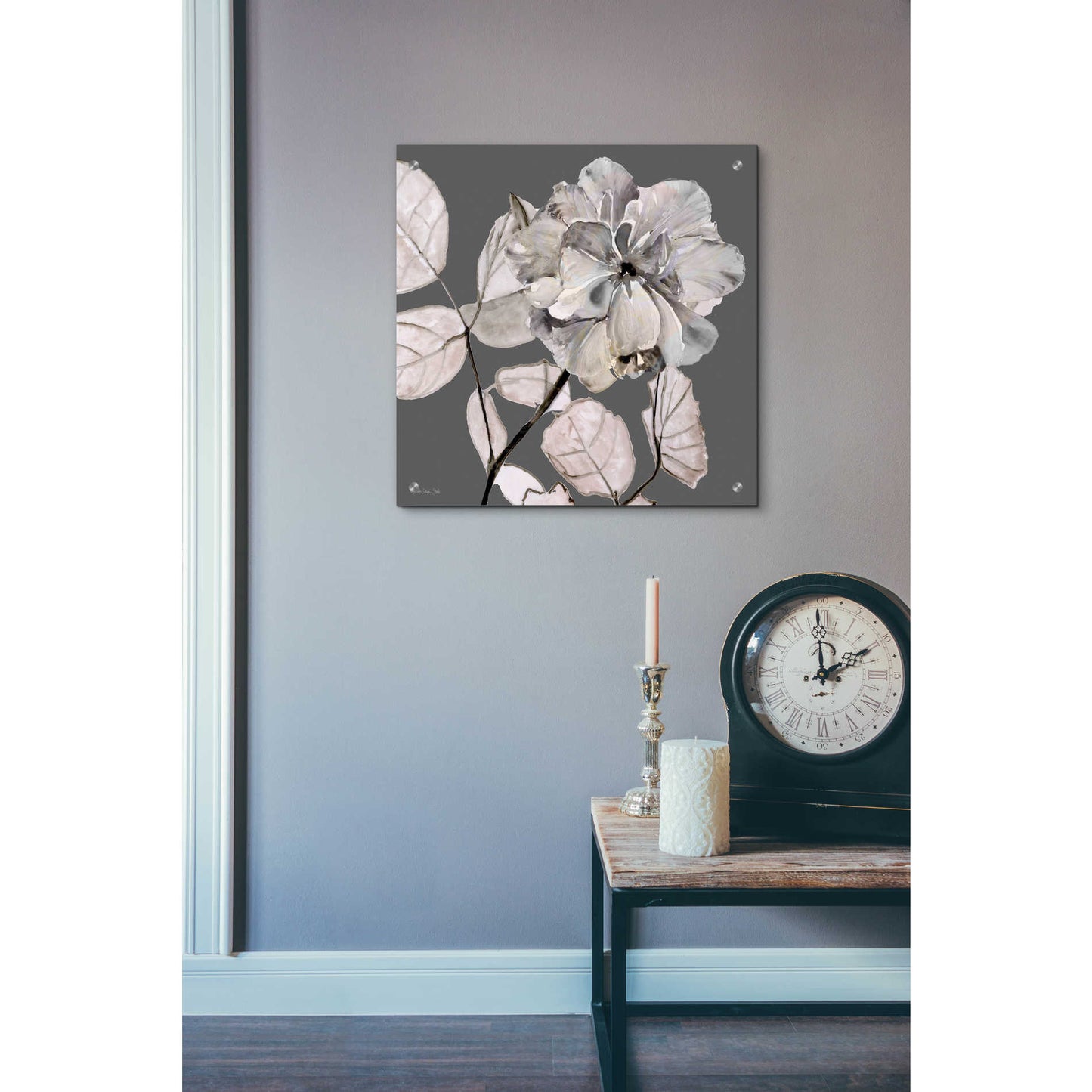 Epic Art 'Floral in Gray 1' by Stellar Design Studio, Acrylic Glass Wall Art,24x24