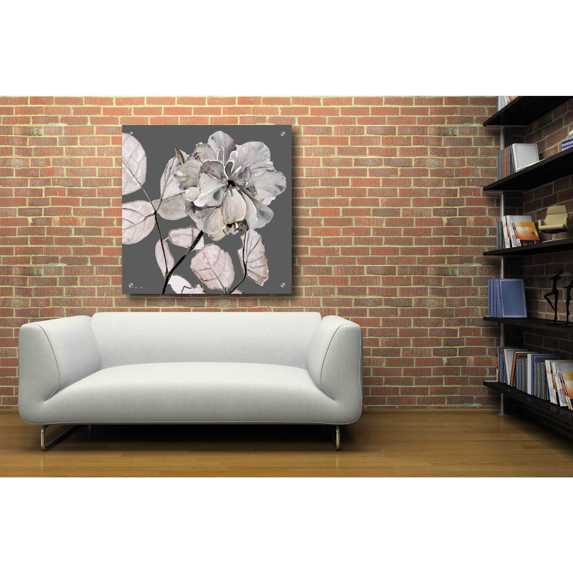 Epic Art 'Floral in Gray 1' by Stellar Design Studio, Acrylic Glass Wall Art,36x36