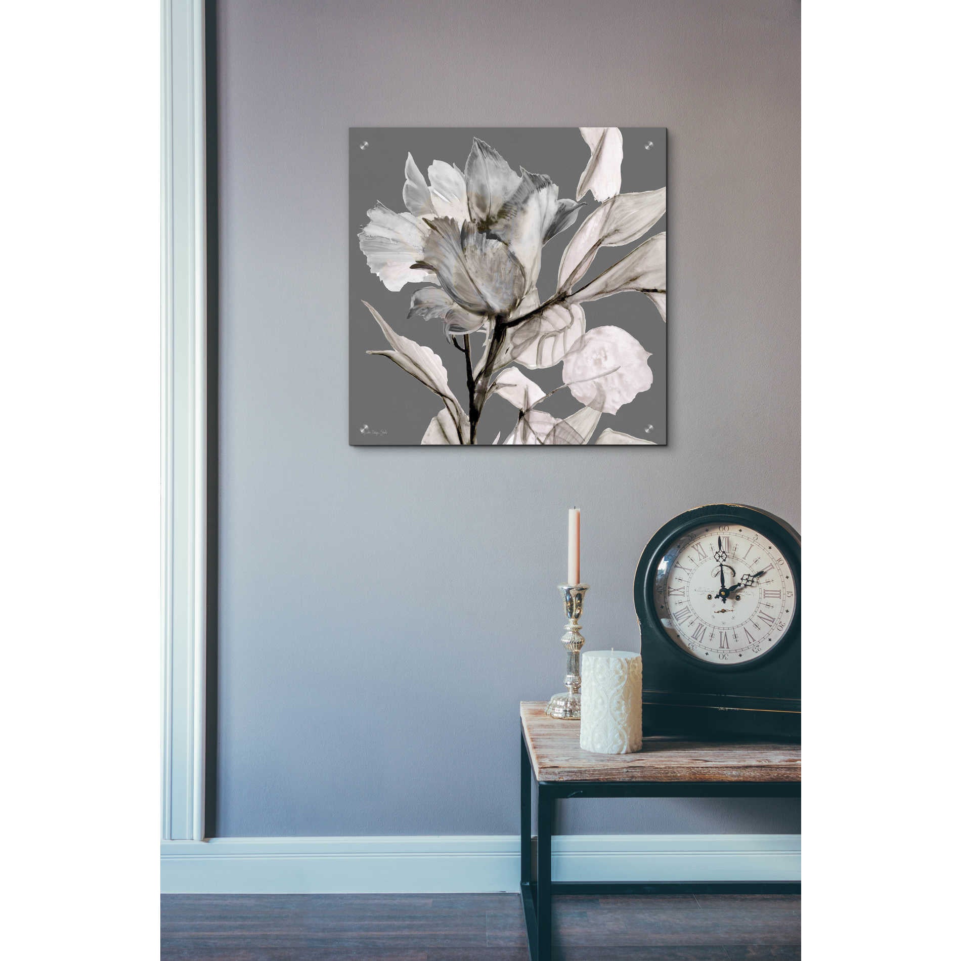 Epic Art 'Floral in Gray 2' by Stellar Design Studio, Acrylic Glass Wall Art,24x24