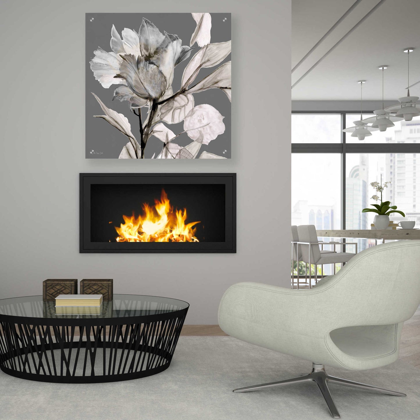 Epic Art 'Floral in Gray 2' by Stellar Design Studio, Acrylic Glass Wall Art,36x36