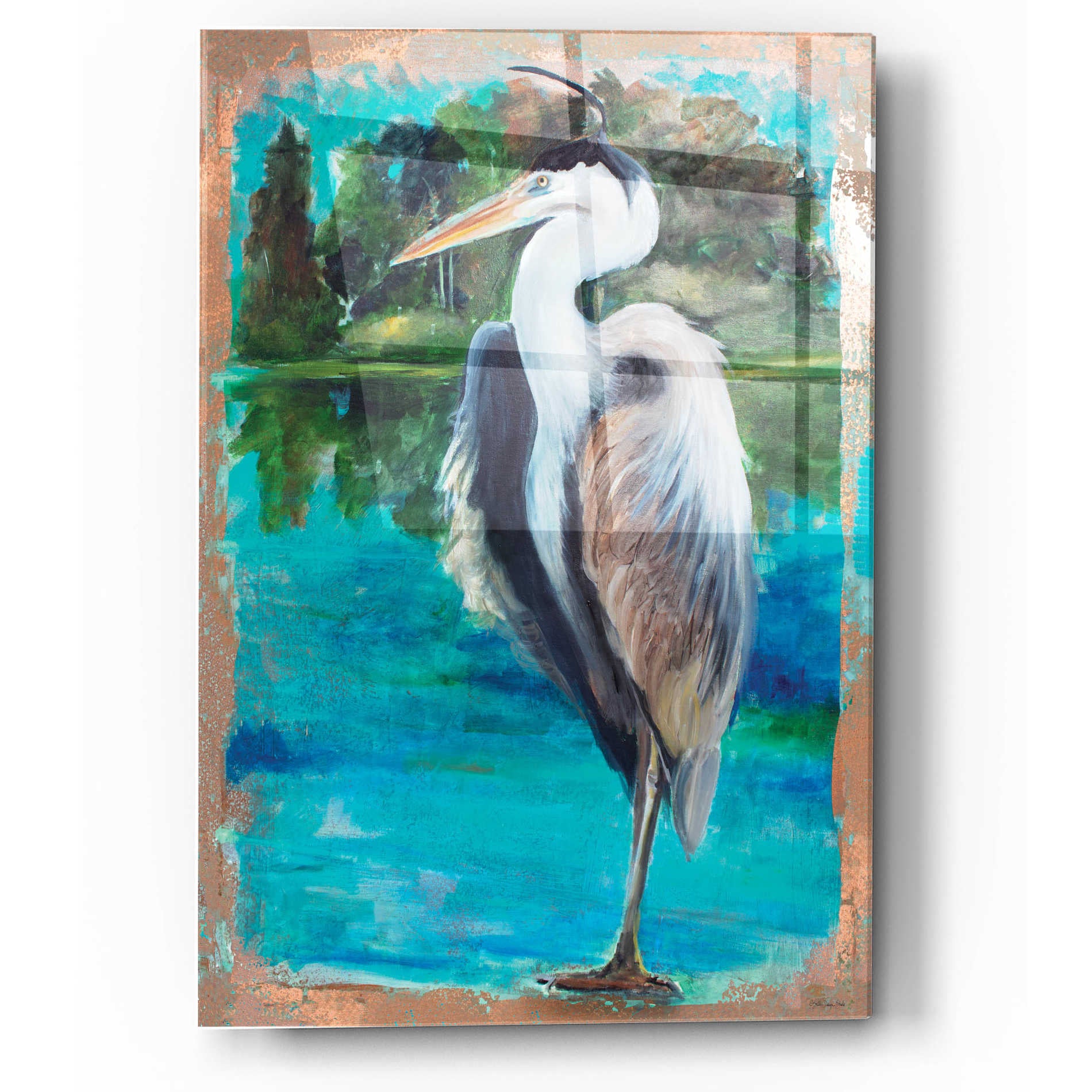 Epic Art 'Marsh Heron' by Stellar Design Studio, Acrylic Glass Wall Art,12x16