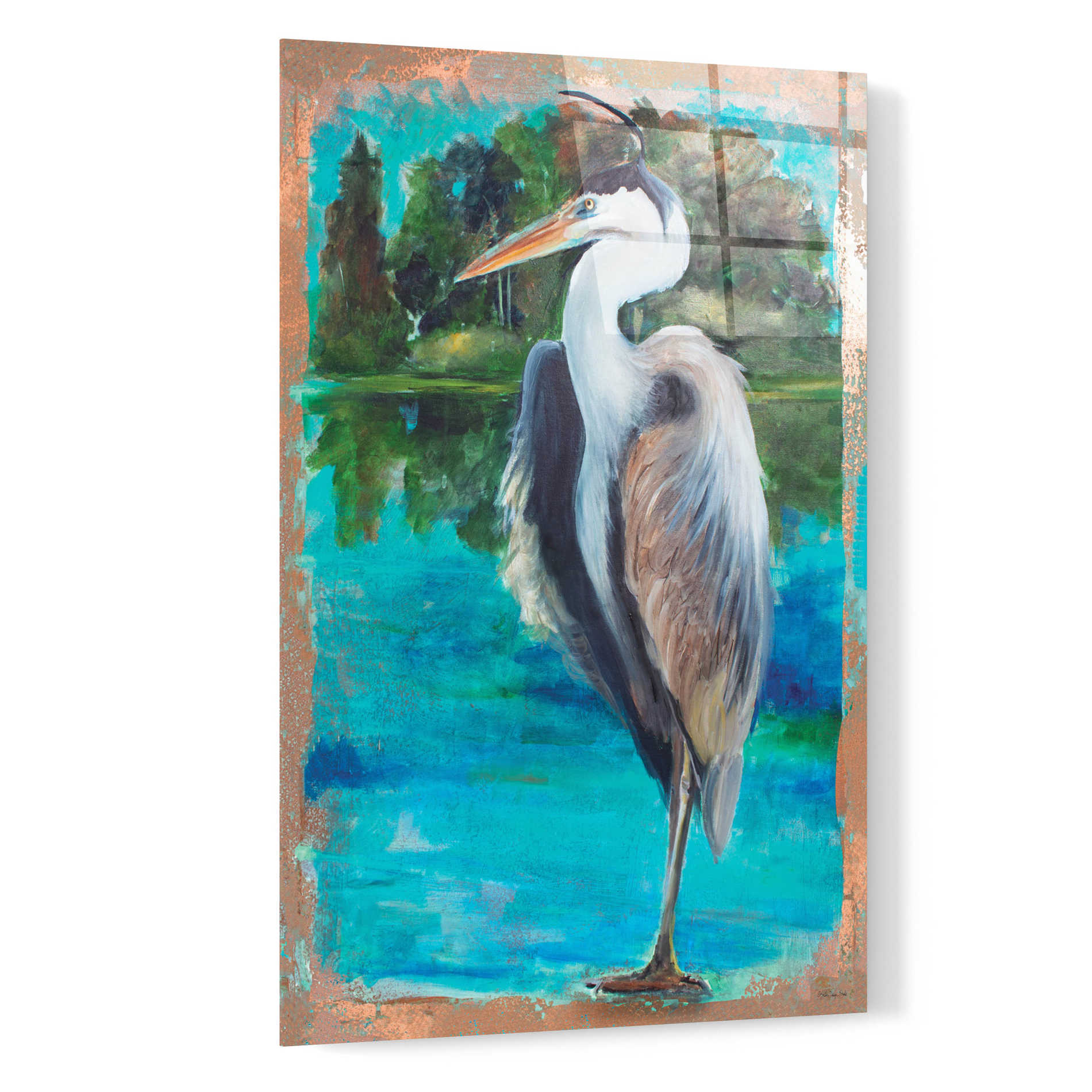 Epic Art 'Marsh Heron' by Stellar Design Studio, Acrylic Glass Wall Art,16x24