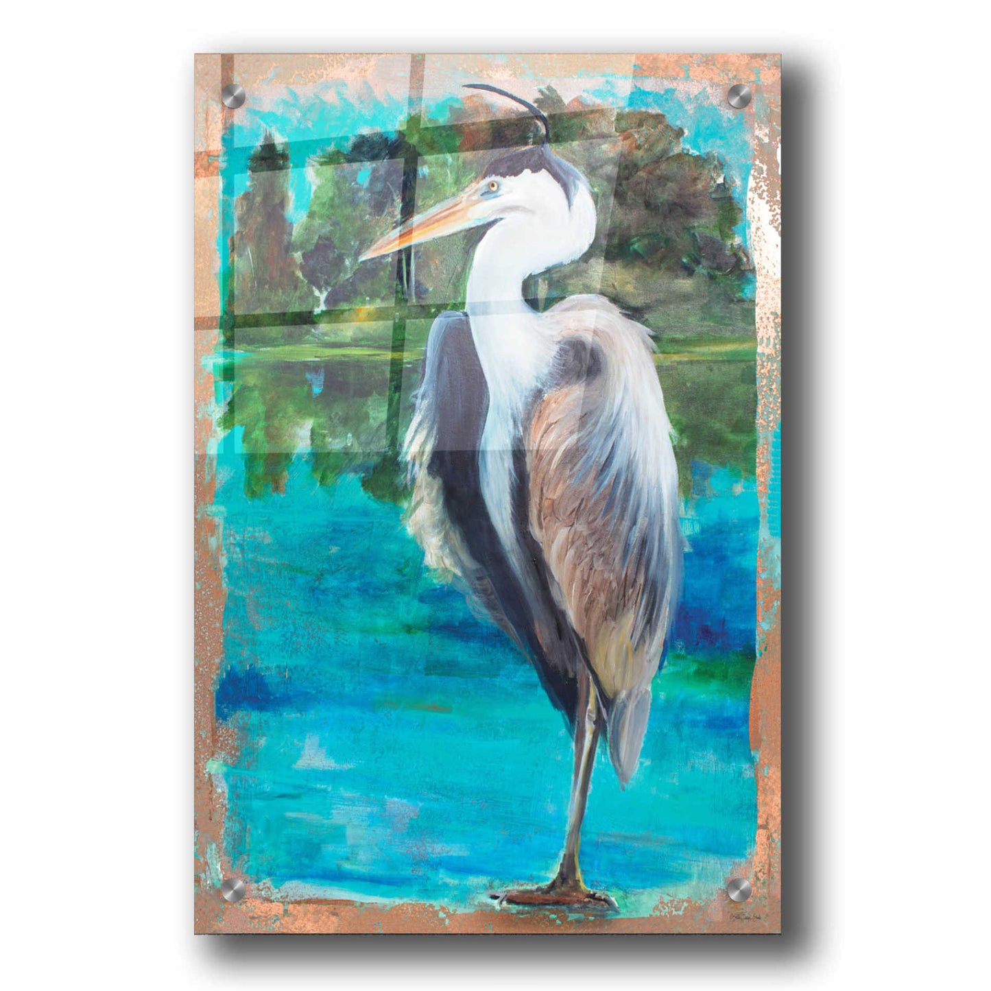 Epic Art 'Marsh Heron' by Stellar Design Studio, Acrylic Glass Wall Art,24x36