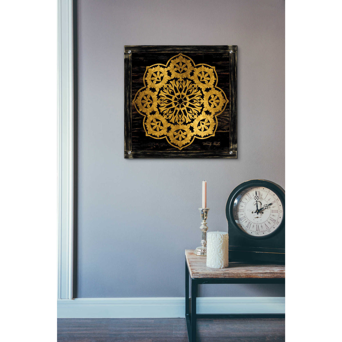 Epic Art 'Gold Mandala I' by Cindy Jacobs, Acrylic Glass Wall Art,24x24