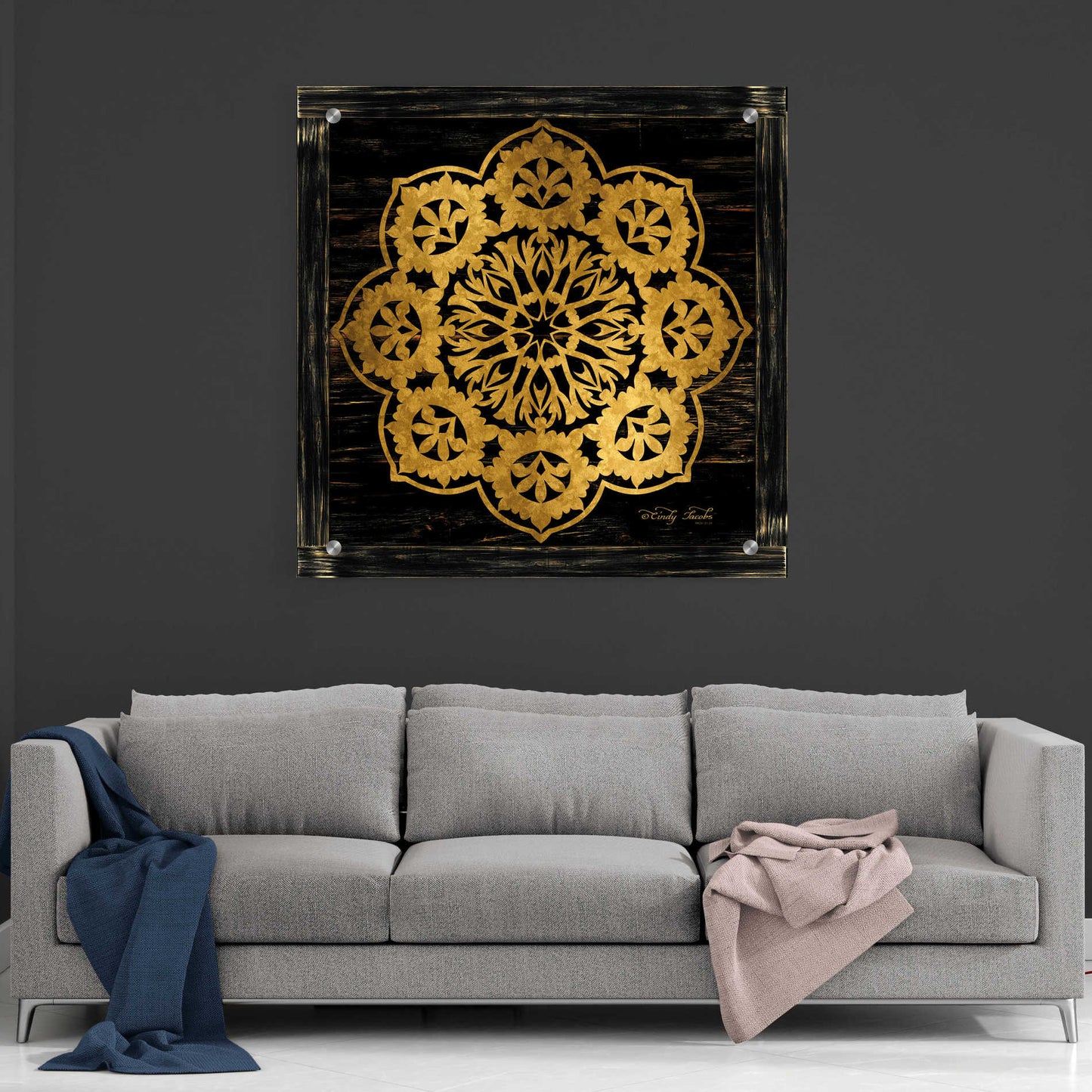 Epic Art 'Gold Mandala I' by Cindy Jacobs, Acrylic Glass Wall Art,36x36