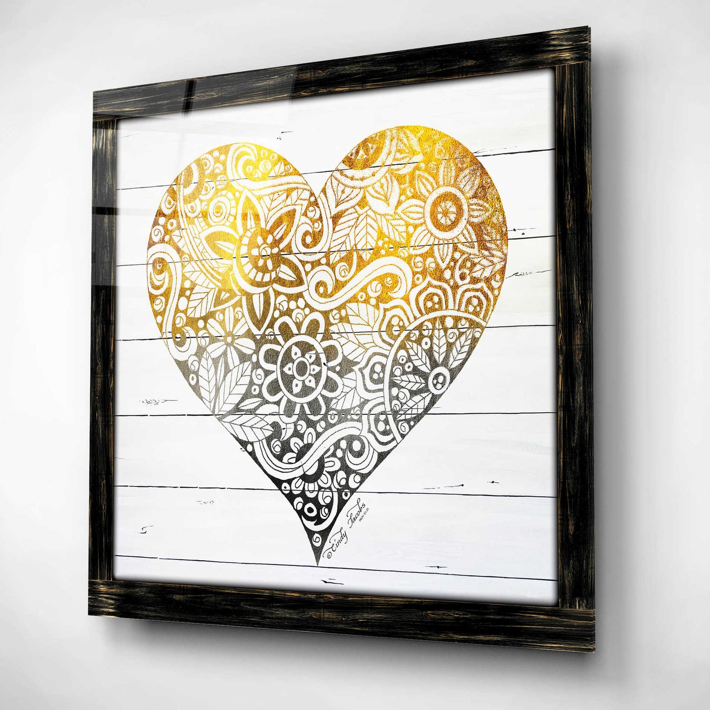 Epic Art 'Zen Season's Greeting Heart' by Cindy Jacobs, Acrylic Glass Wall Art,12x12