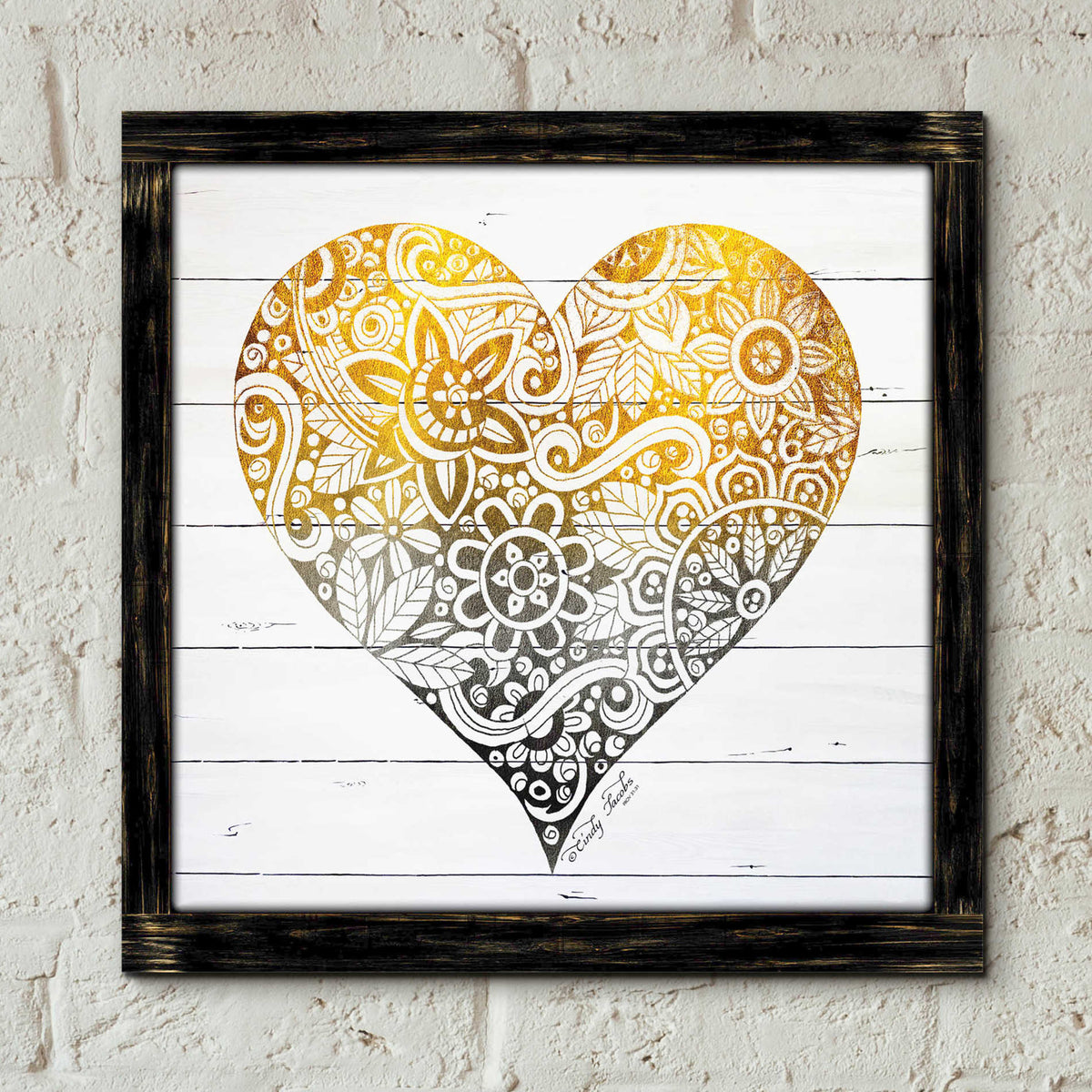 Epic Art 'Zen Season's Greeting Heart' by Cindy Jacobs, Acrylic Glass Wall Art,12x12