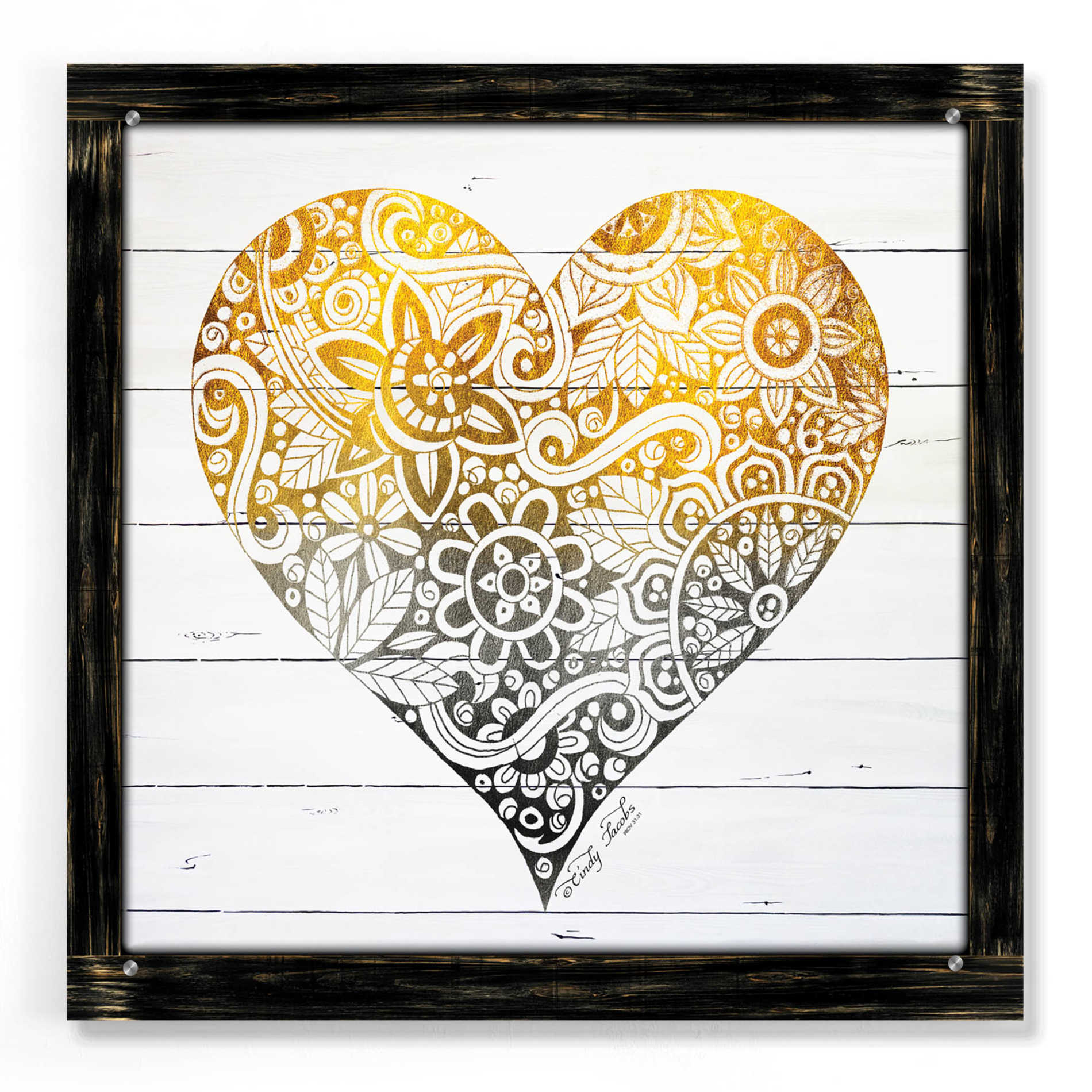 Epic Art 'Zen Season's Greeting Heart' by Cindy Jacobs, Acrylic Glass Wall Art,24x24