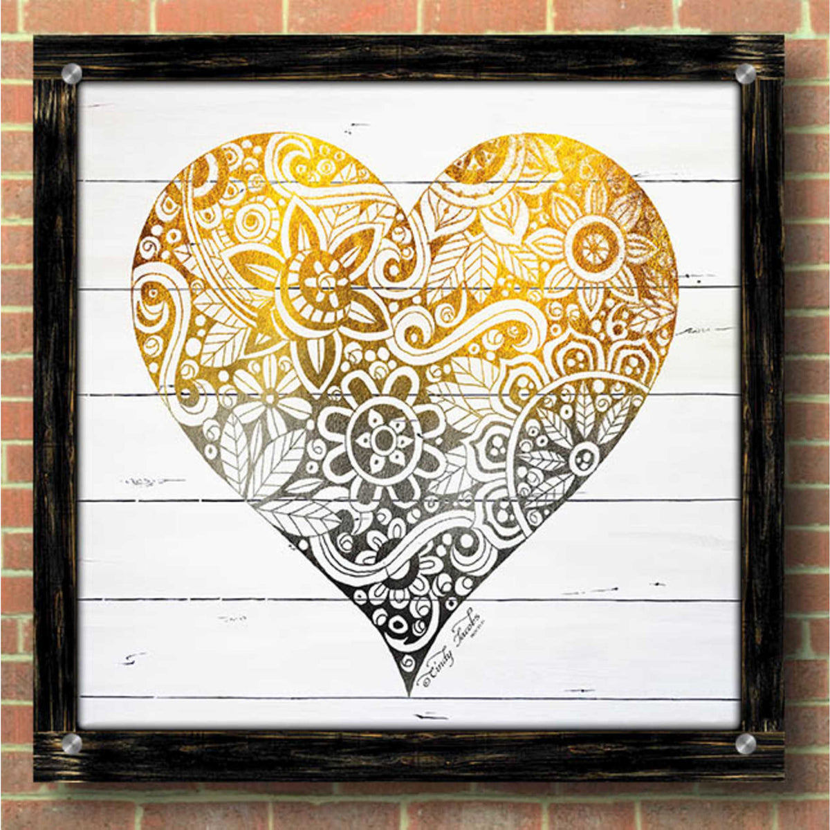 Epic Art 'Zen Season's Greeting Heart' by Cindy Jacobs, Acrylic Glass Wall Art,36x36