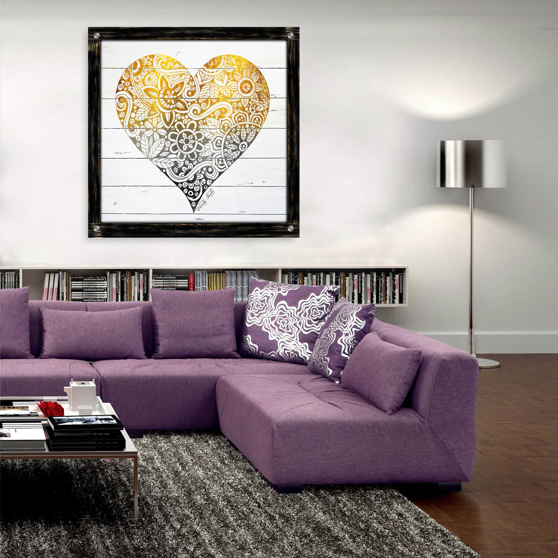 Epic Art 'Zen Season's Greeting Heart' by Cindy Jacobs, Acrylic Glass Wall Art,36x36