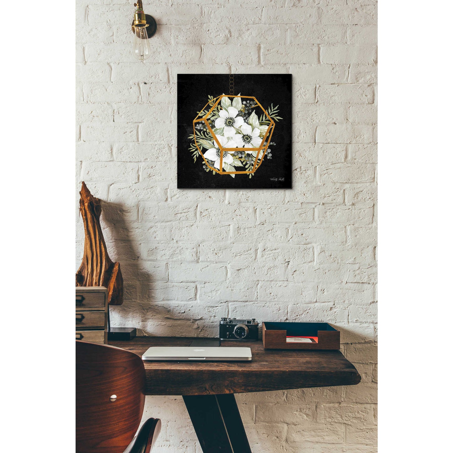 Epic Art 'Gold Geometric Hexagon' by Cindy Jacobs, Acrylic Glass Wall Art,12x12