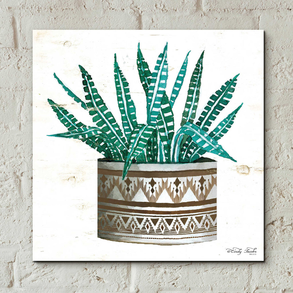 Epic Art 'Mud Cloth Vase V' by Cindy Jacobs, Acrylic Glass Wall Art,12x12