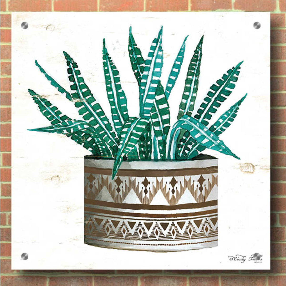 Epic Art 'Mud Cloth Vase V' by Cindy Jacobs, Acrylic Glass Wall Art,36x36
