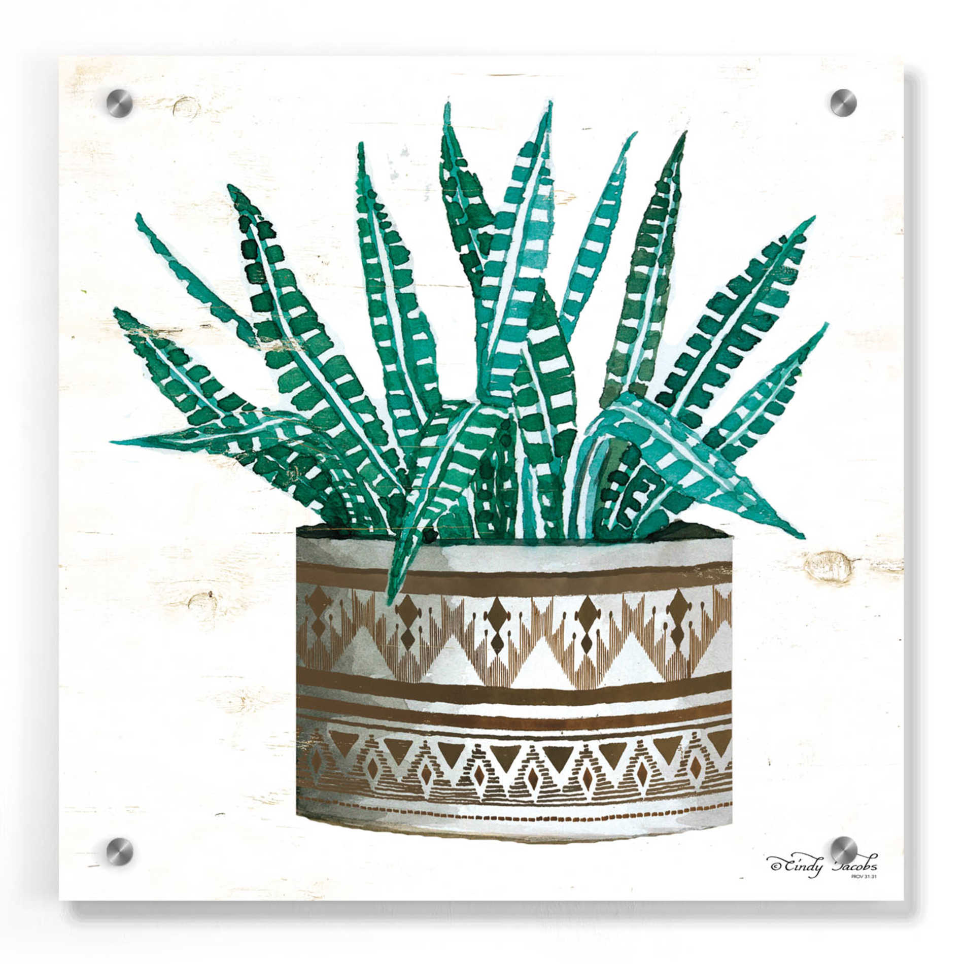 Epic Art 'Mud Cloth Vase V' by Cindy Jacobs, Acrylic Glass Wall Art,36x36